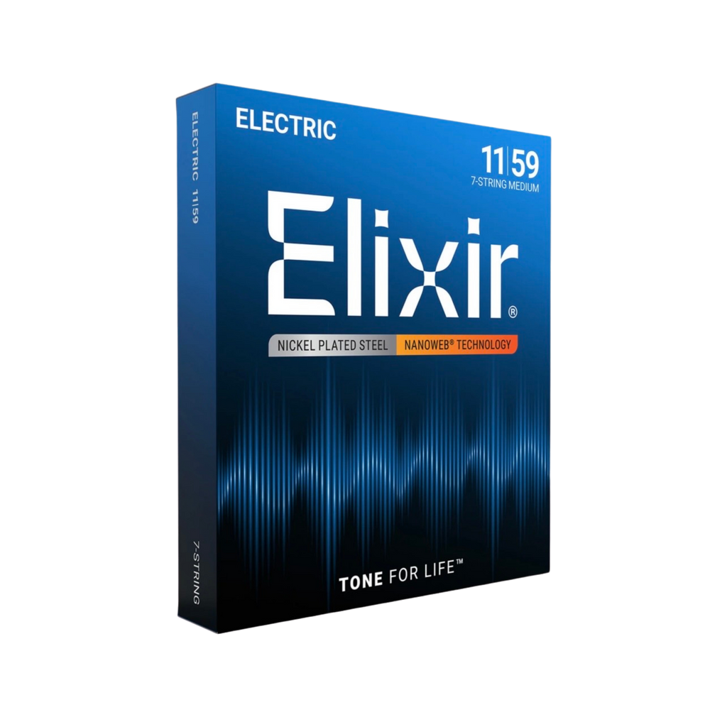 ELIXIR 12106 Nanoweb Medium 7-String Electric Guitar Strings, 11-59