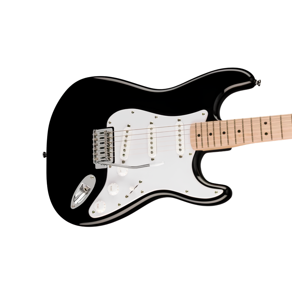 SQUIER Sonic Stratocaster Electric Guitar w/White Pickguard, Maple FB, Black