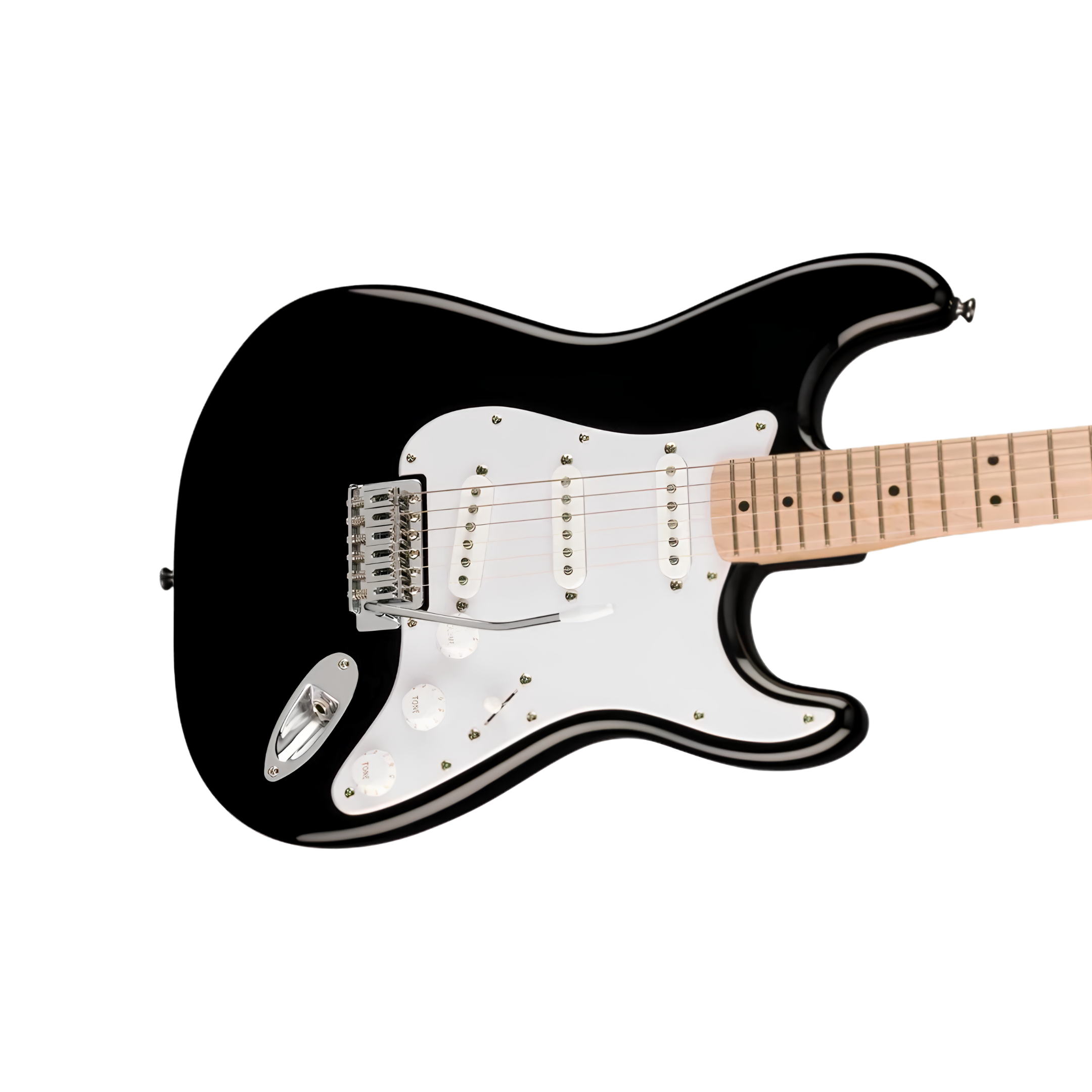 SQUIER Sonic Stratocaster Electric Guitar w/White Pickguard, Maple FB, Black