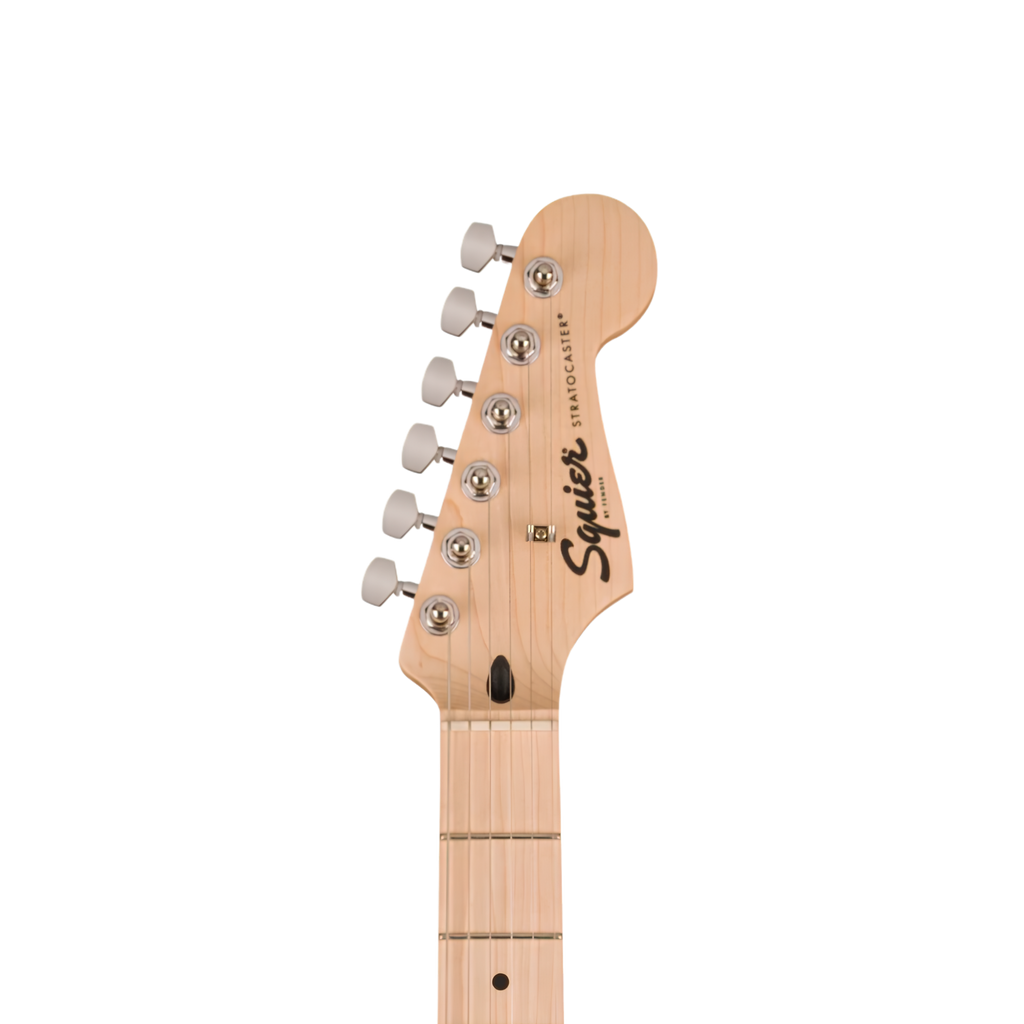 SQUIER Sonic Stratocaster Electric Guitar w/White Pickguard, Maple FB, Black