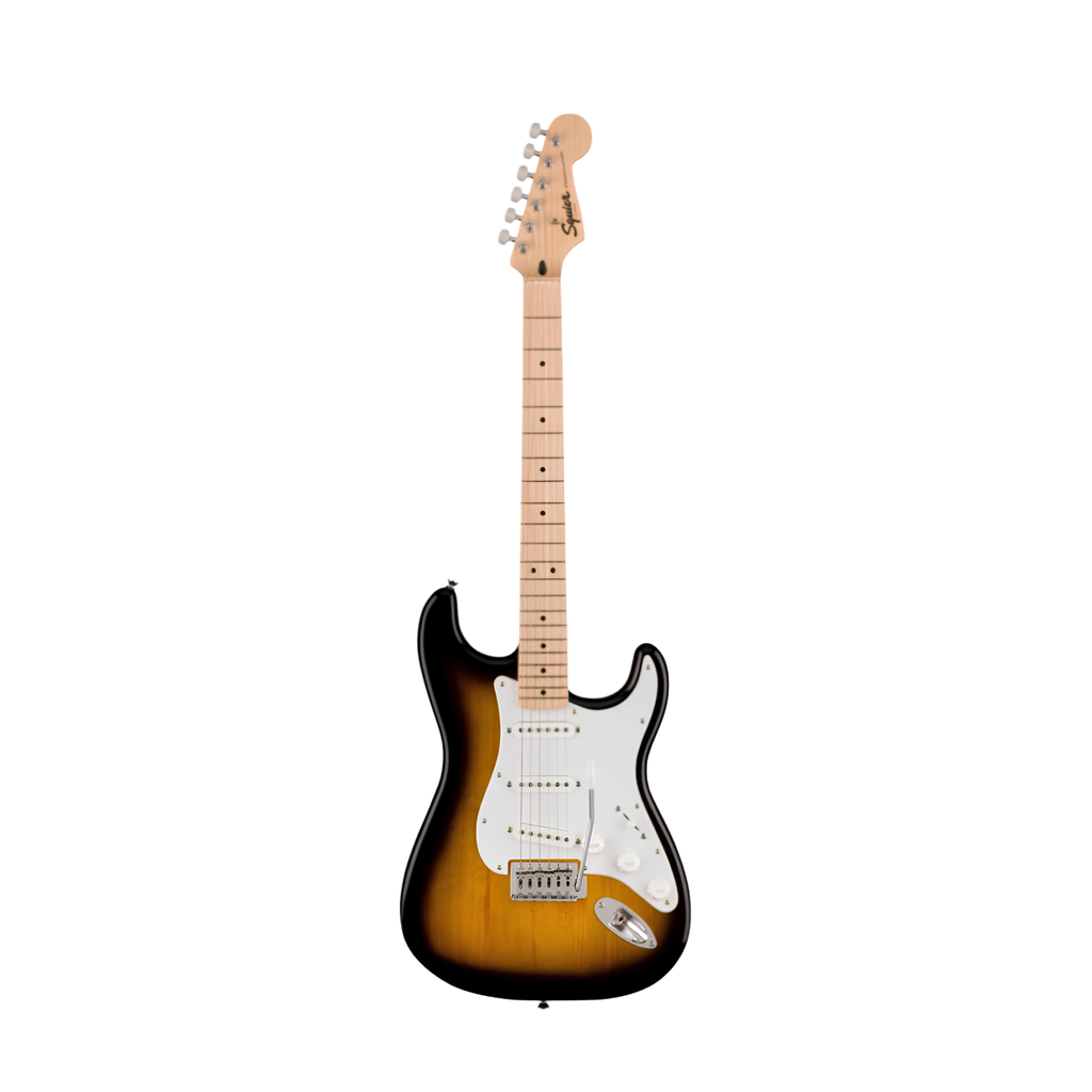 SQUIER Sonic Stratocaster Electric Guitar w/White Pickguard, Maple FB, 2-Color Sunburst
