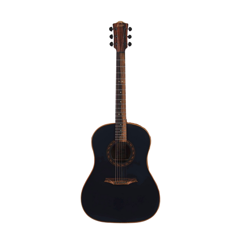 BROMO BAT8MEbk Mini Jumbo Acoustic Electric Guitar Mahogany Satin Black Top