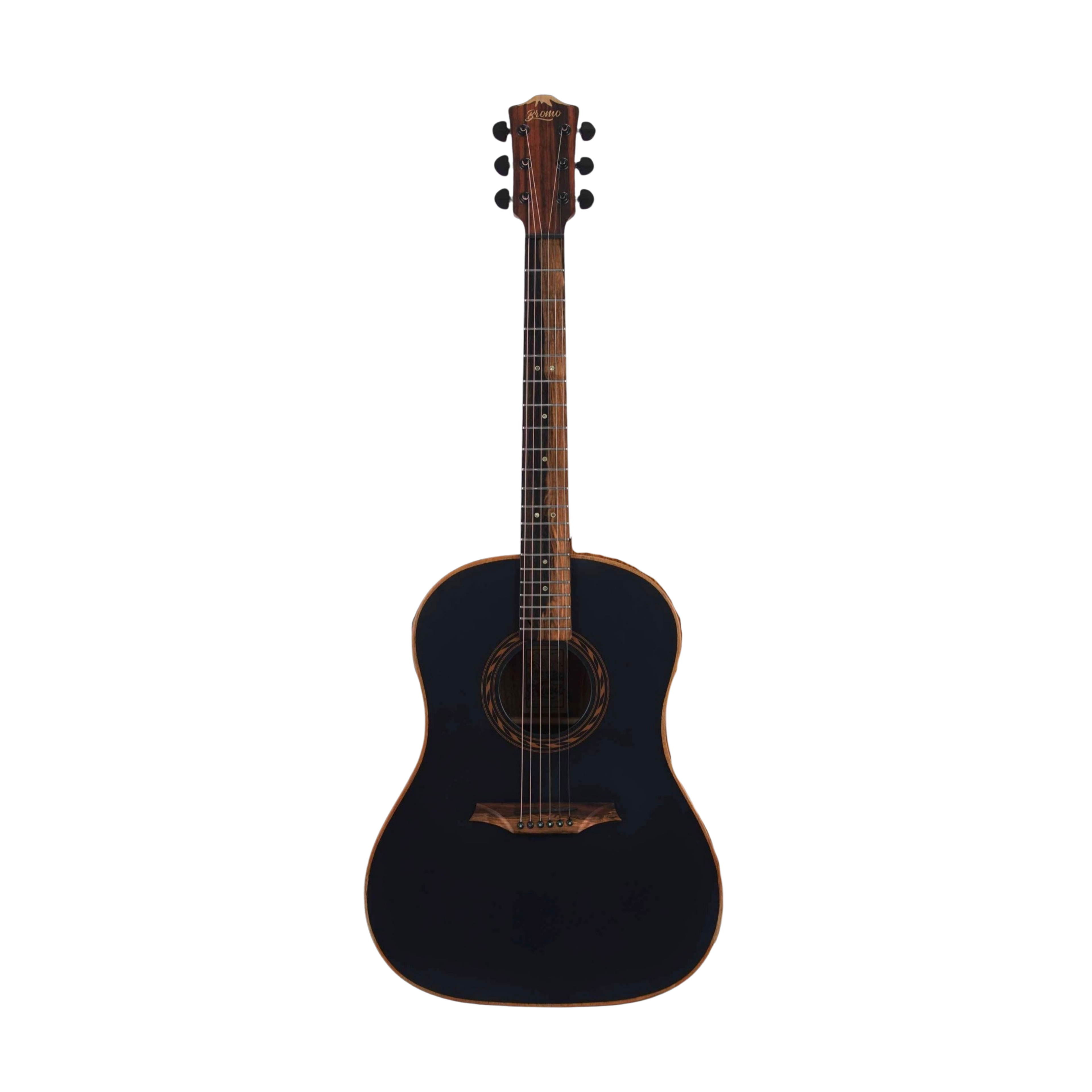 BROMO BAT8MEbk Mini Jumbo Acoustic Electric Guitar Mahogany Satin Black Top