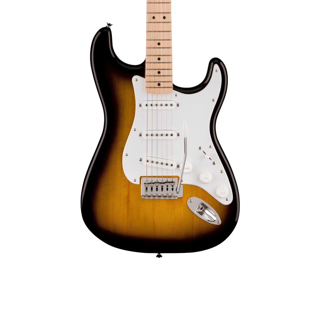 SQUIER Sonic Stratocaster Electric Guitar w/White Pickguard, Maple FB, 2-Color Sunburst