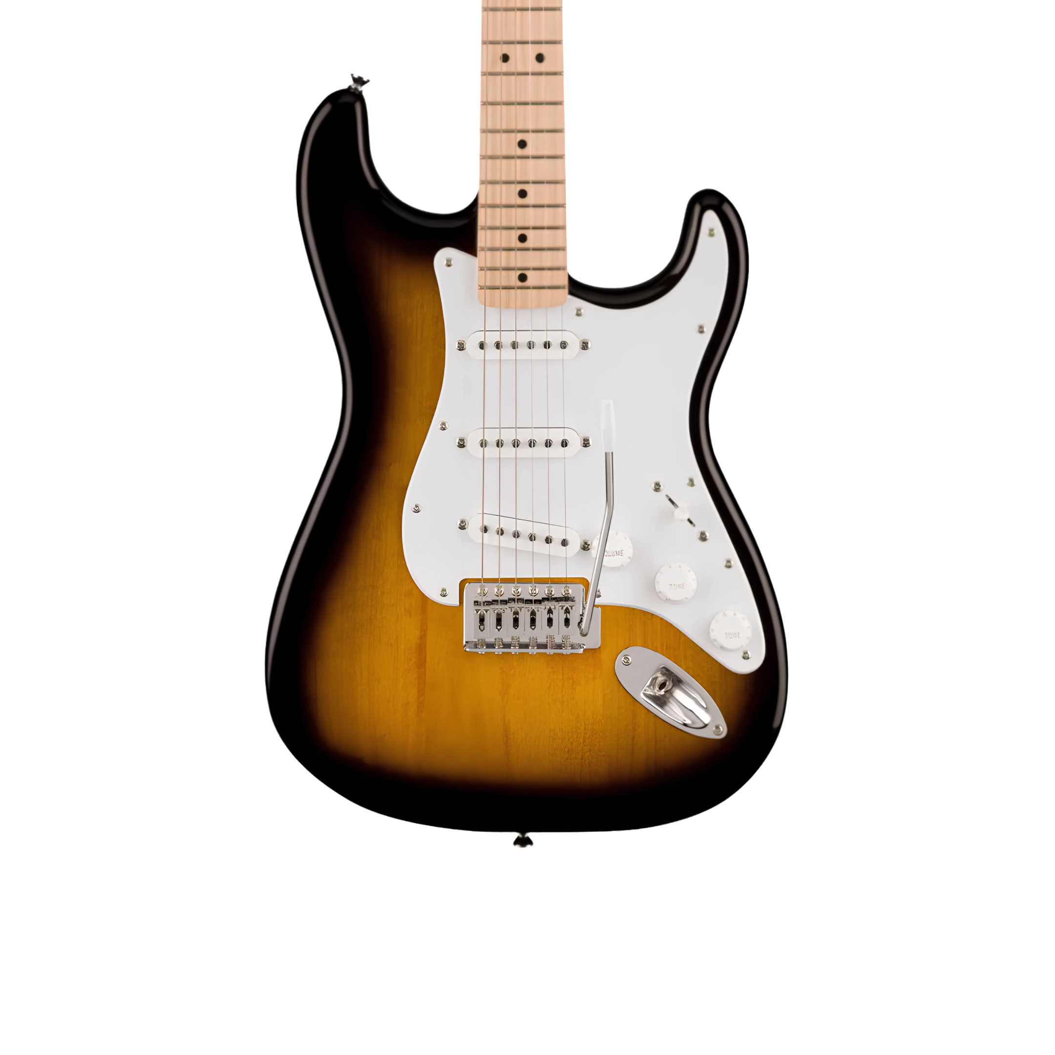 SQUIER Sonic Stratocaster Electric Guitar w/White Pickguard, Maple FB, 2-Color Sunburst