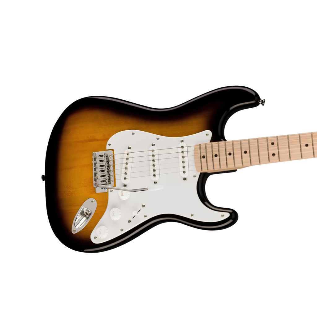 SQUIER Sonic Stratocaster Electric Guitar w/White Pickguard, Maple FB, 2-Color Sunburst