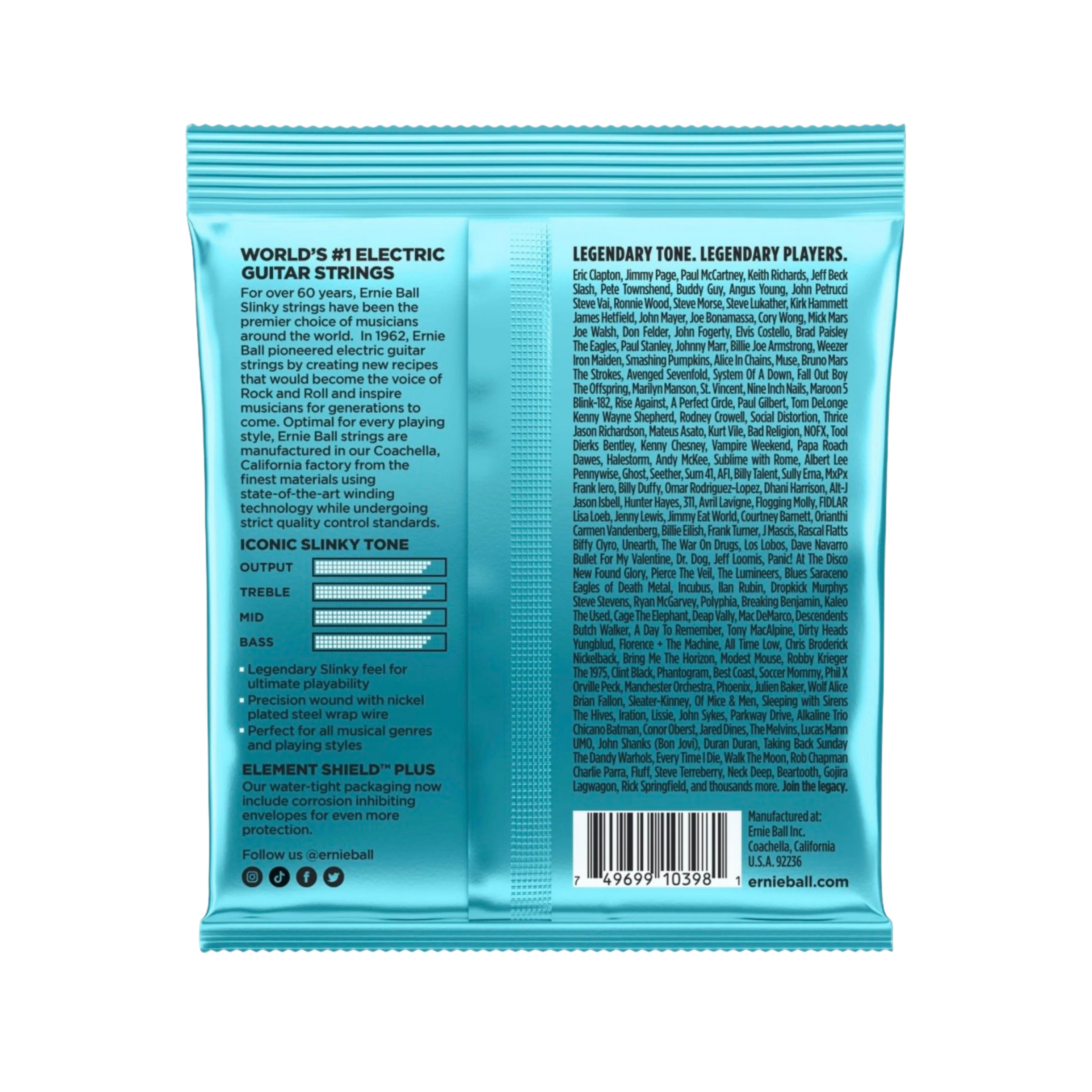 ERNIE BALL Mighty Slinky Nickel Wound Electric Guitar Strings, 8.5-40