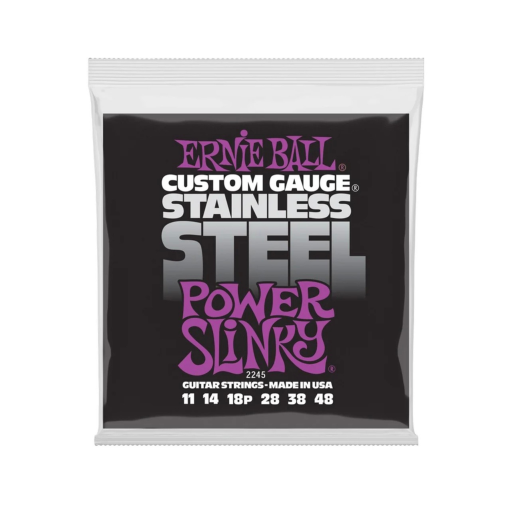 ERNIE BALL Power Slinky Stainless Steel Wound Electric Guitar Strings, 11-48