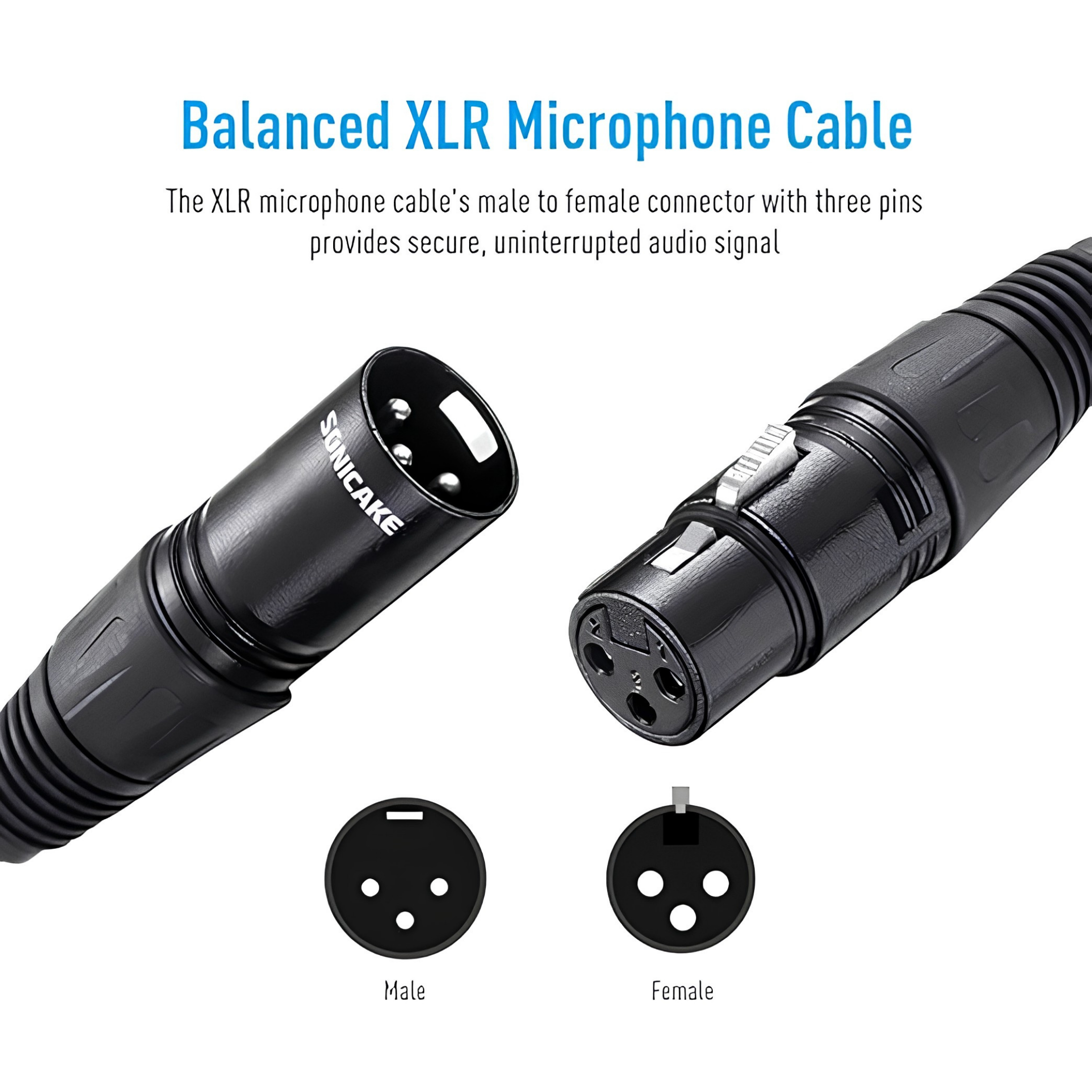 SONICAKE XLR Microphone Cable 2m Studio Recording, Mic Mixer and Live Production