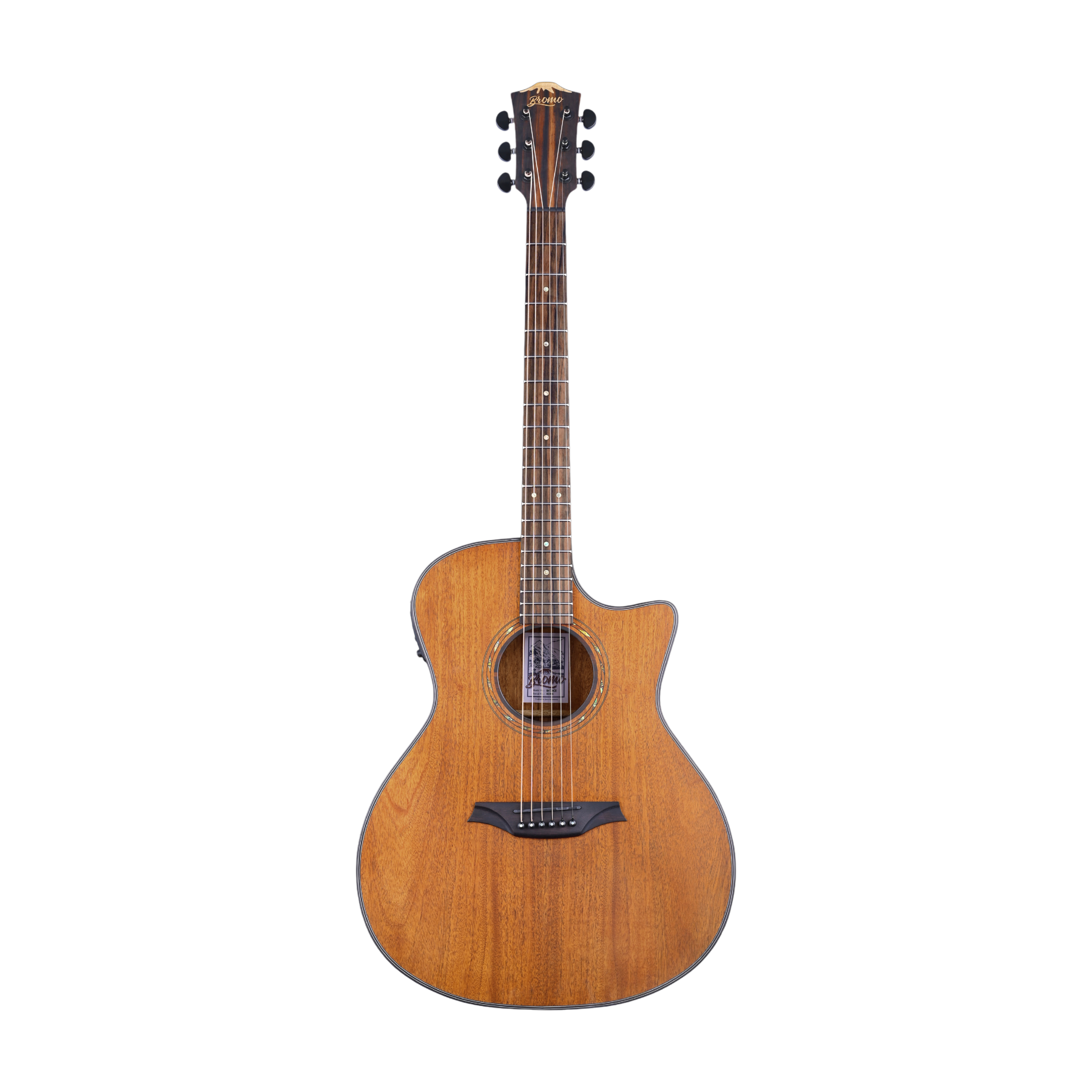 BROMO BAT2MCE Auditorium Guitar EQ Cutaway Solid Mahogany Top Natural