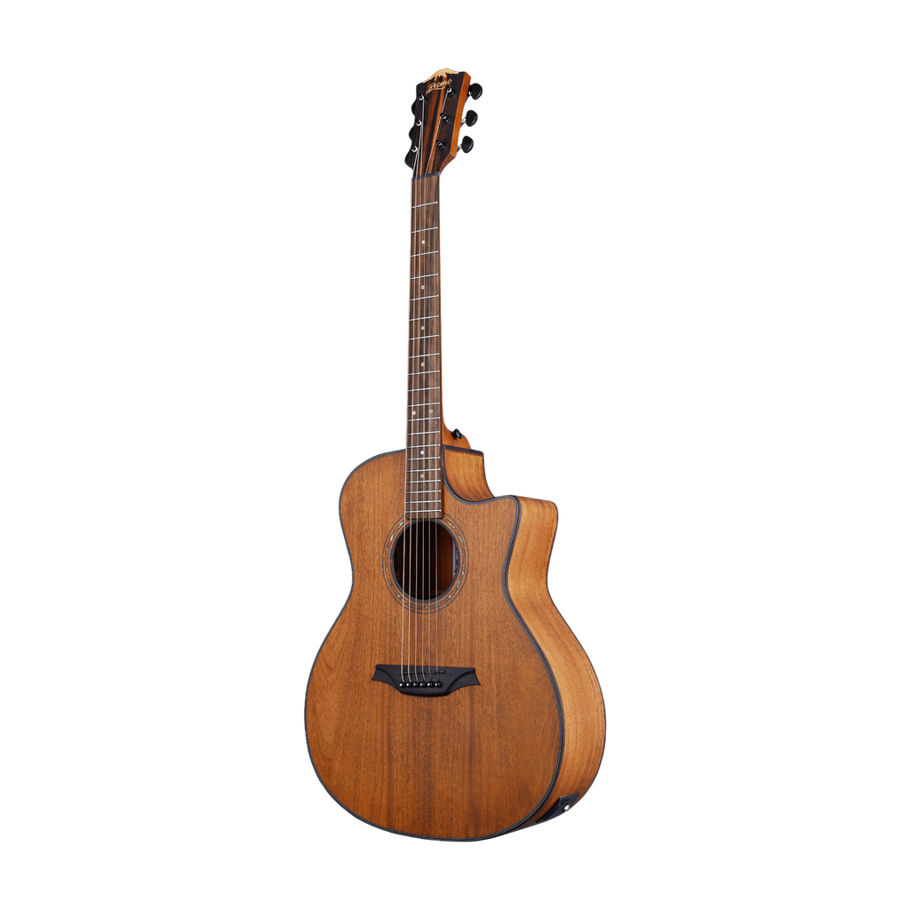 BROMO BAT2MCE Auditorium Guitar EQ Cutaway Solid Mahogany Top Natural