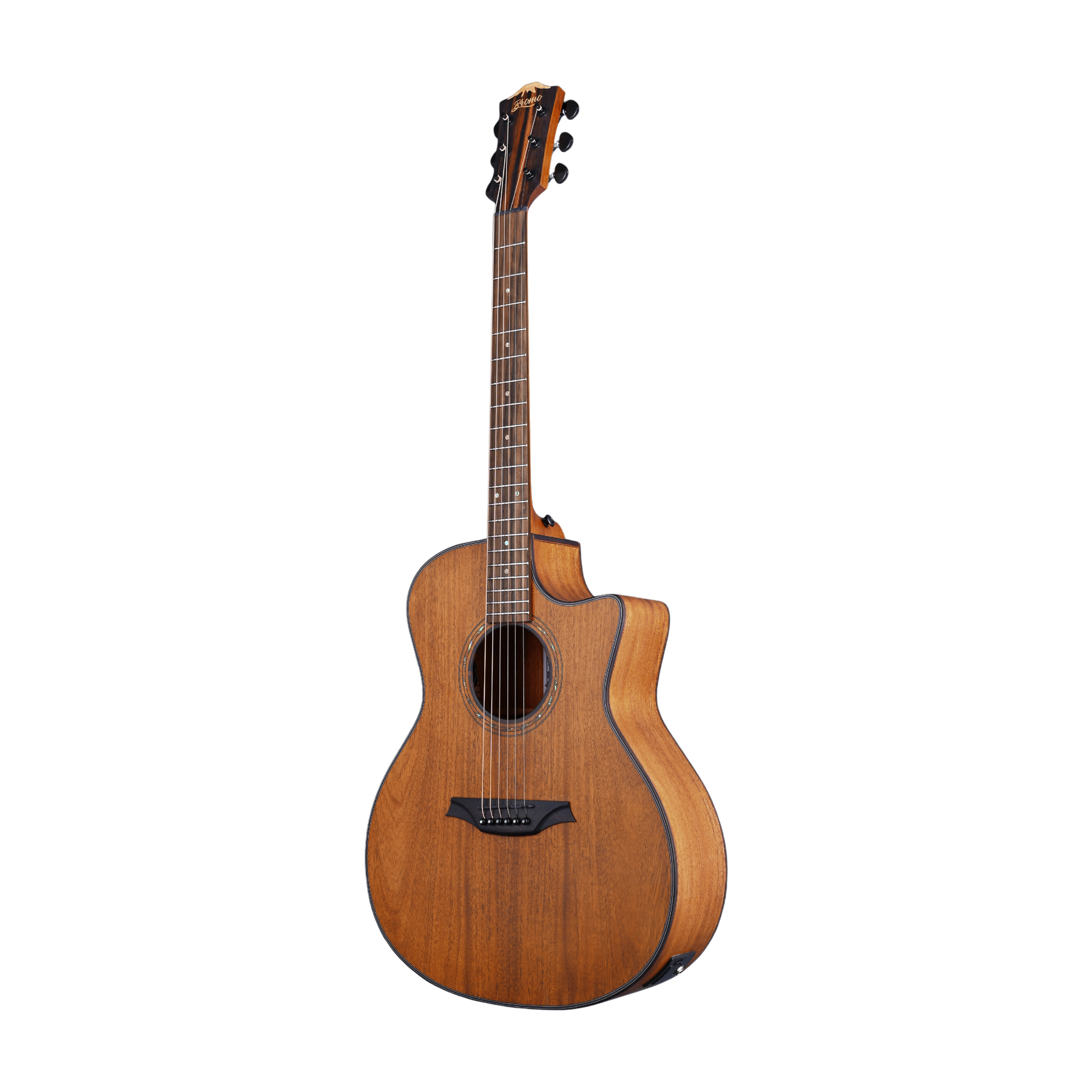 BROMO BAT2MCE Auditorium Guitar EQ Cutaway Solid Mahogany Top Natural