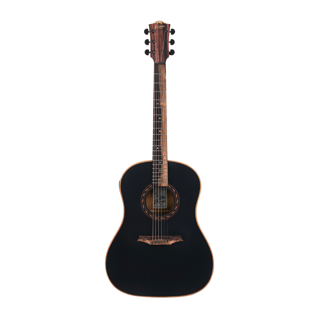 BROMO BAT9MEBK Dreadnought Acoustic Electric Guitar Mahogany Top Black