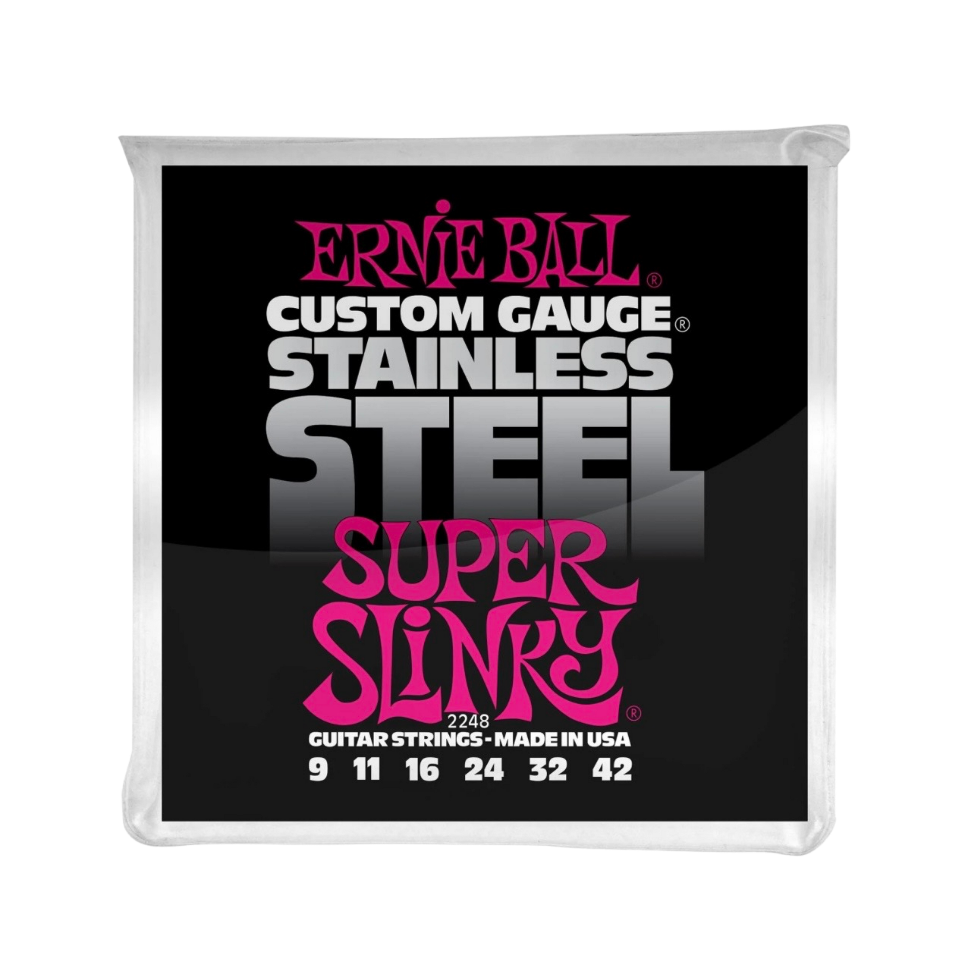 ERNIE BALL Super Slinky Stainless Steel Wound Electric Guitar Strings, 9-42