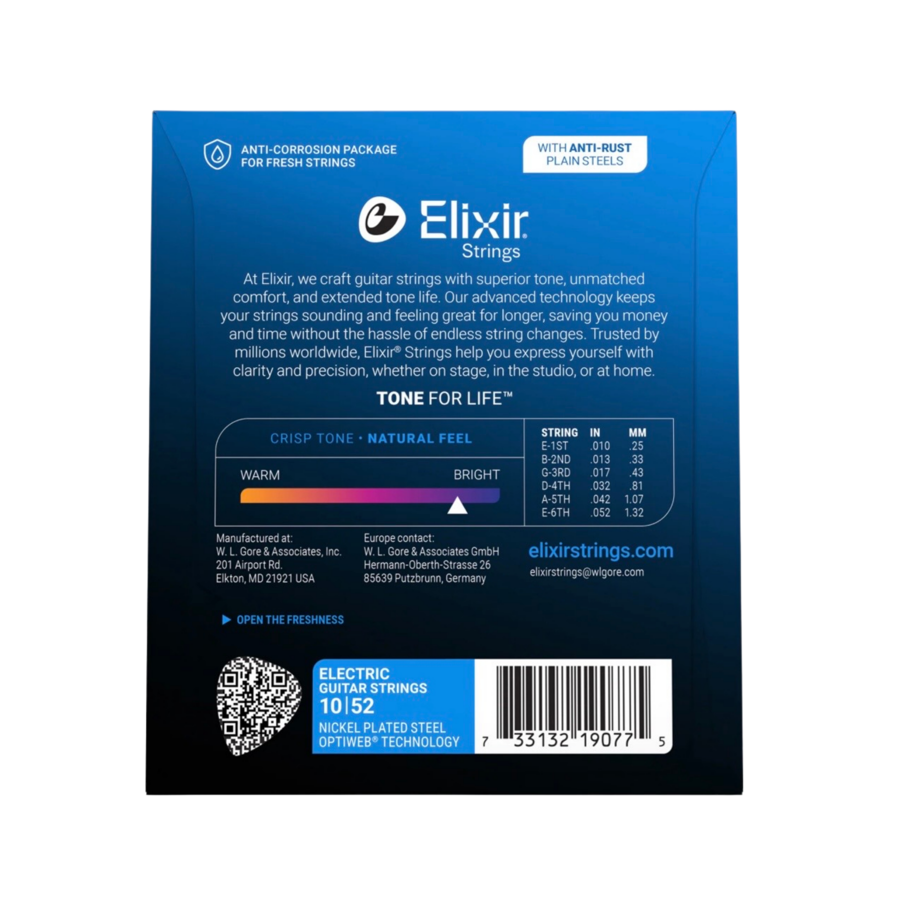 ELIXIR 19077 Optiweb Electric Guitar Strings, Light-Heavy, 10-52