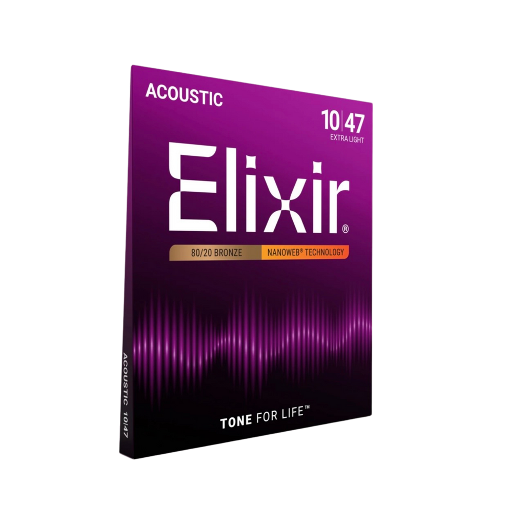 ELIXIR 11002 Nanoweb 80/20 Bronze Acoustic Guitar Strings Extra Light 10-47