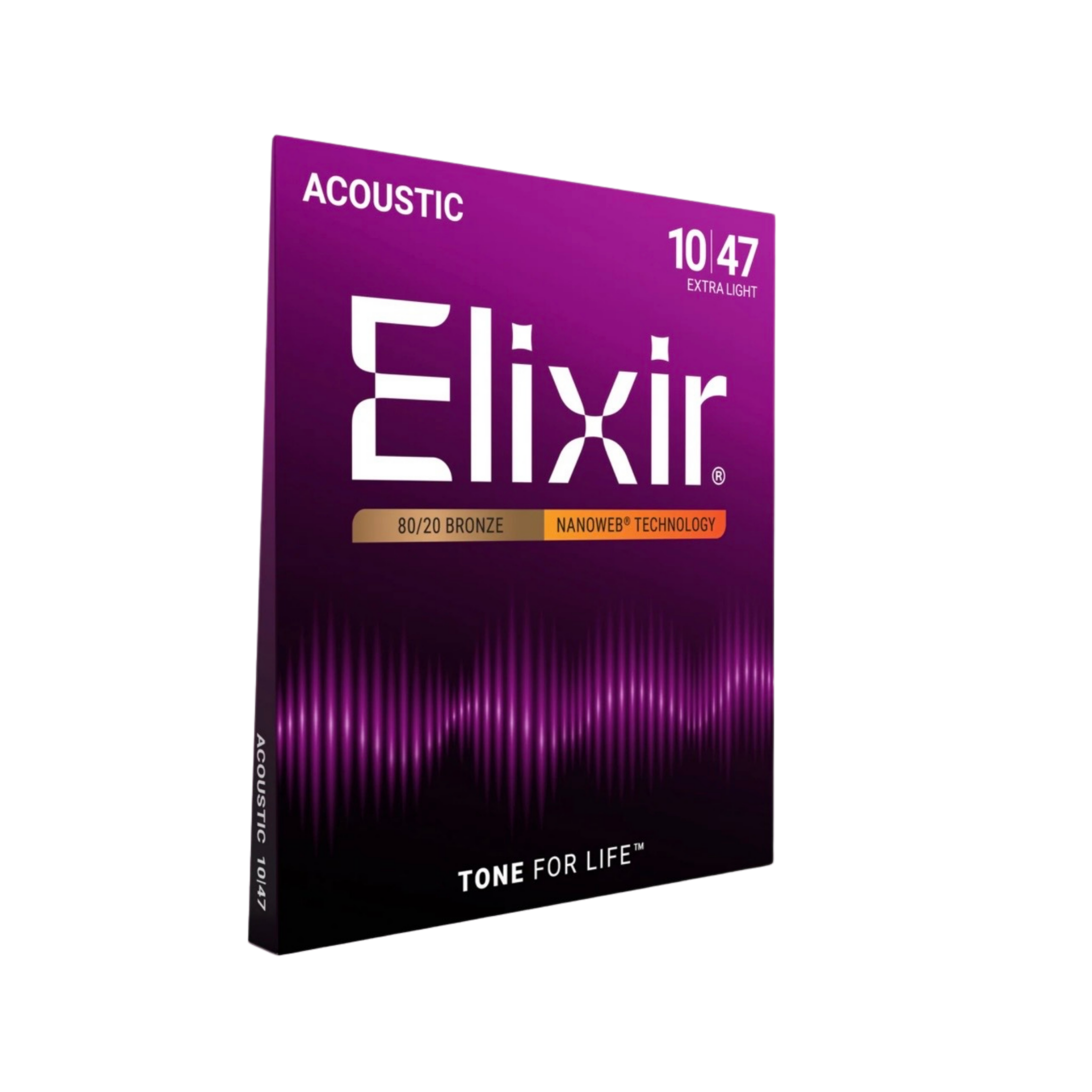 ELIXIR 11002 Nanoweb 80/20 Bronze Acoustic Guitar Strings Extra Light 10-47