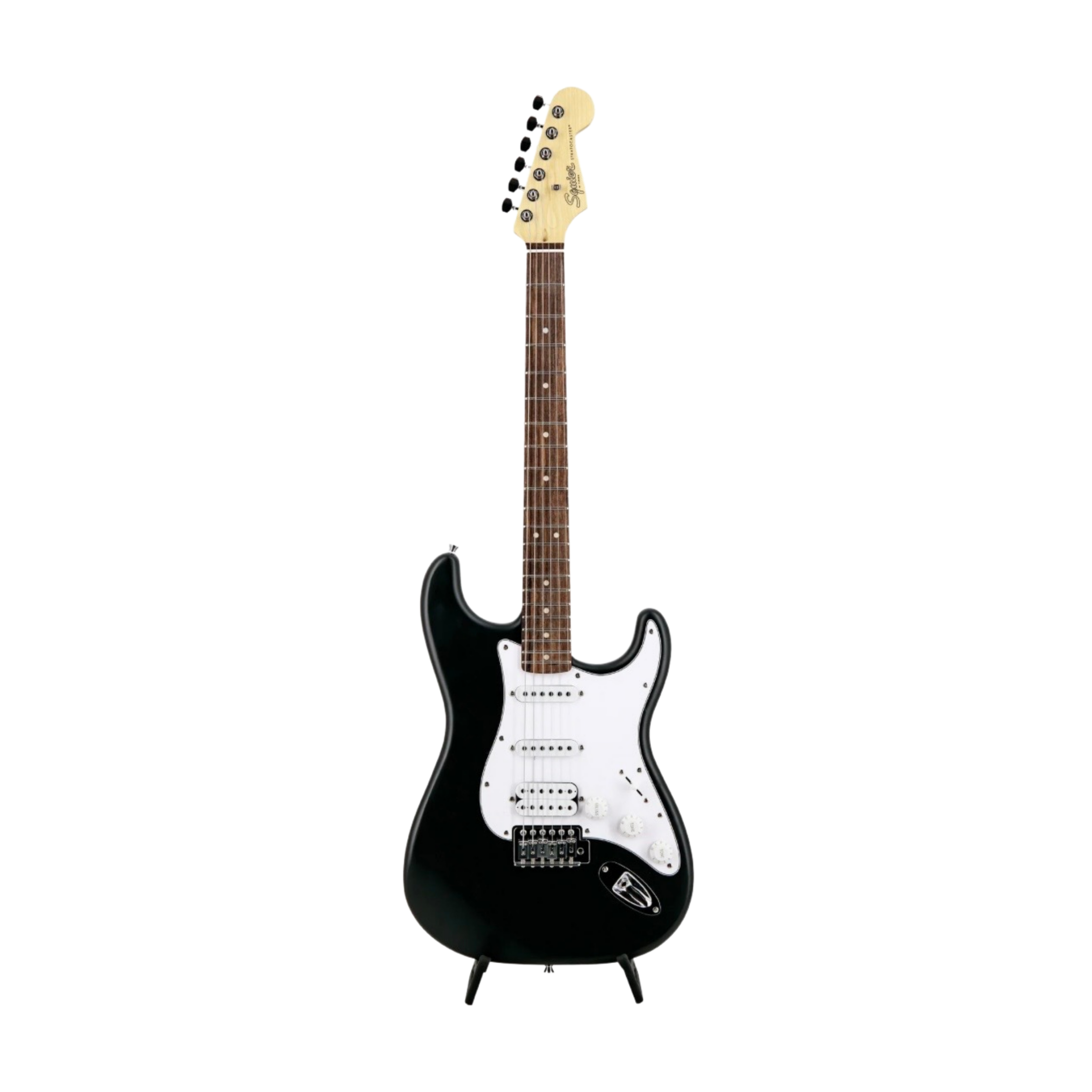 SQUIER Debut Series Stratocaster HSS Electric Guitar, Laurel FB, Black