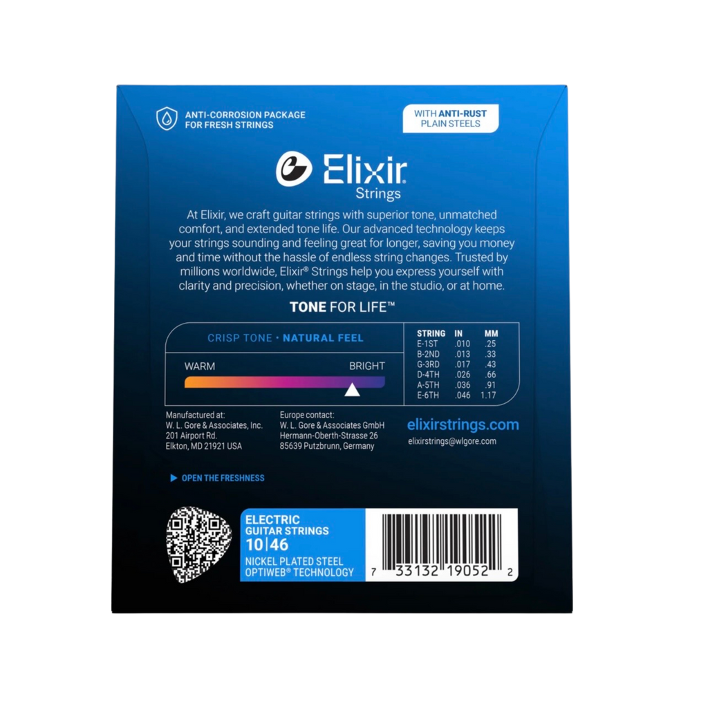 ELIXIR 19052 Optiweb Electric Guitar Strings, Light, 10-46