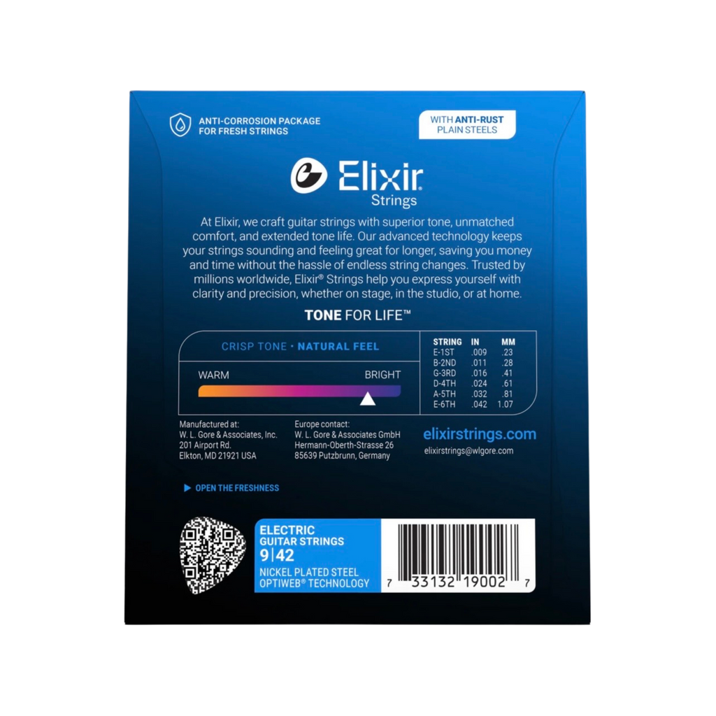 ELIXIR 19002 Optiweb Electric Guitar Strings, Super Light, 09-42