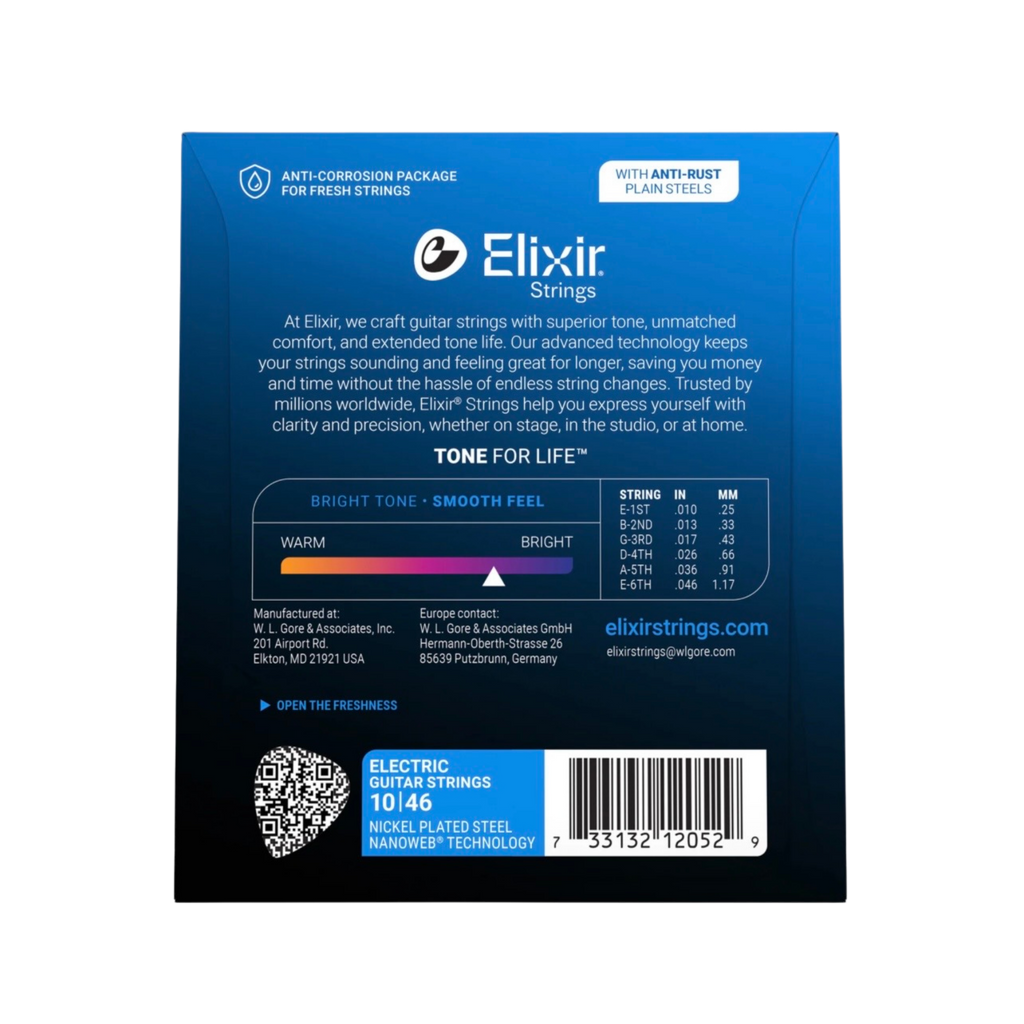 ELIXIR 12052 Nanoweb Electric Guitar Strings, Light, 10-46