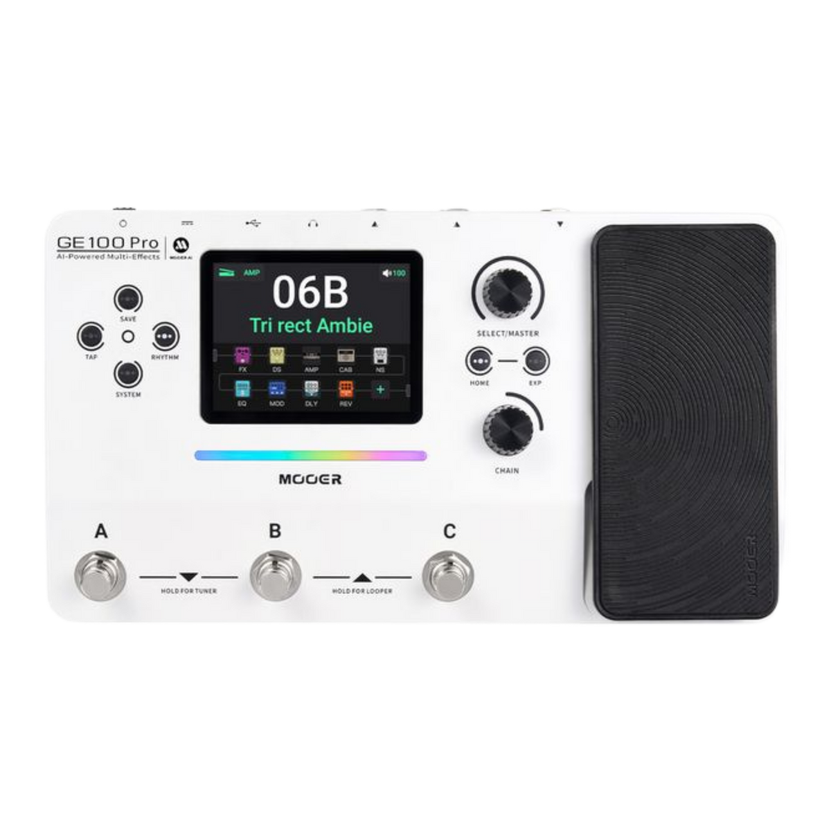MOOER GE100 Pro White Multi-Effects Guitar Pedal