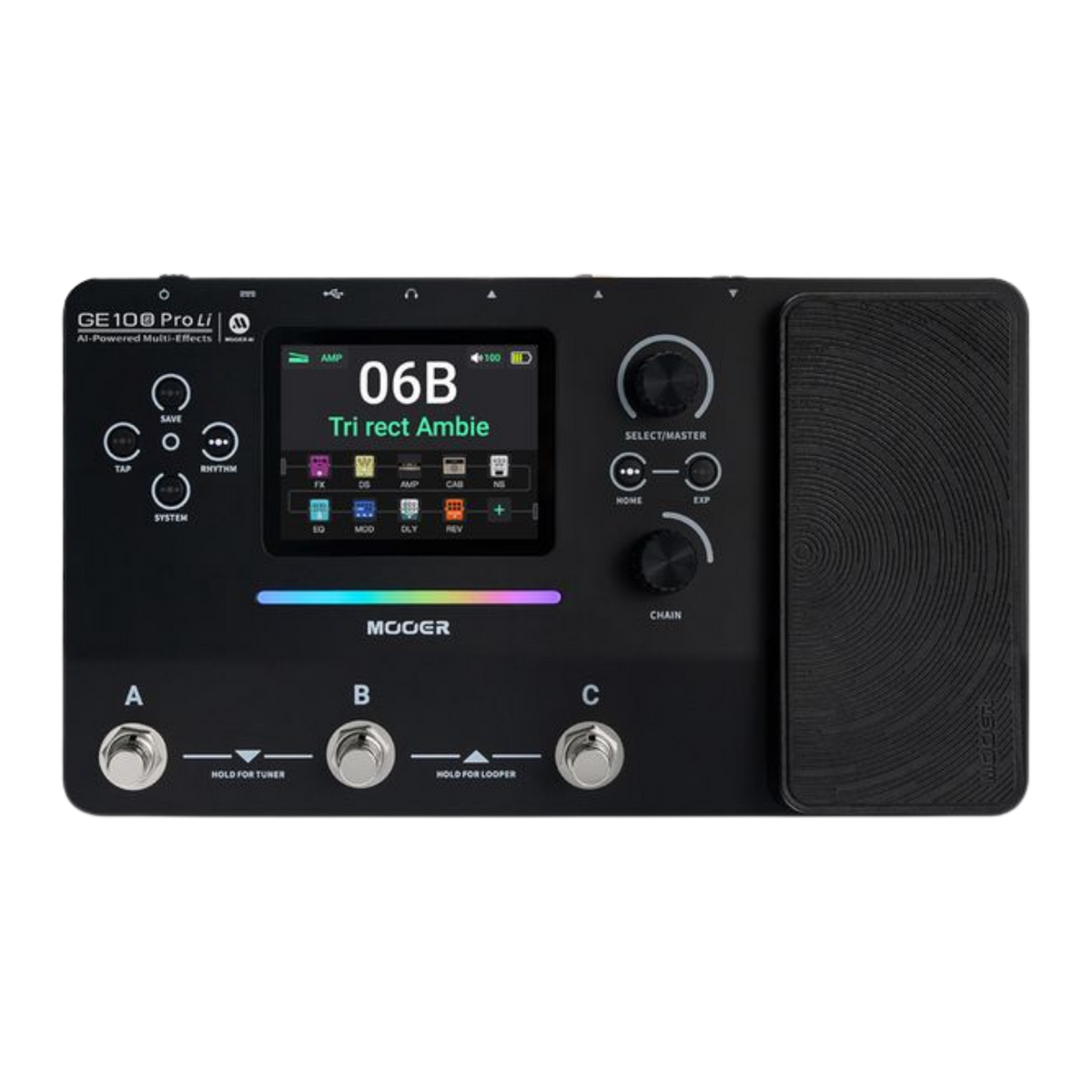 MOOER GE100 Pro Li Black Multi-Effects Guitar Pedal