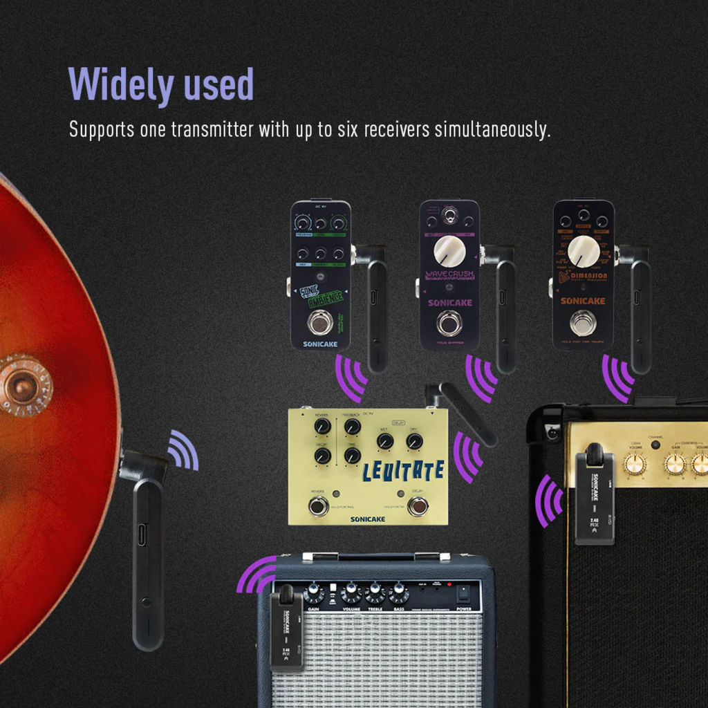 SONICAKE QWS-10 2.4G Sistem Gitar Nirkabel Pemancar Instrumen