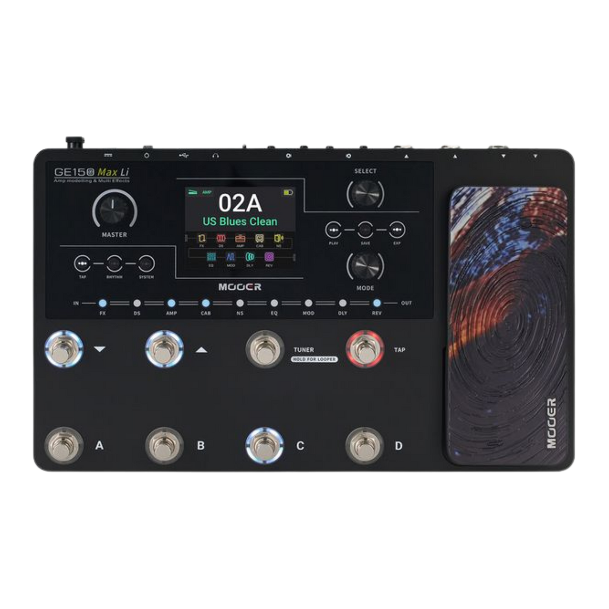 MOOER GE150 MAX Li Black Multi-Effects Guitar Pedal