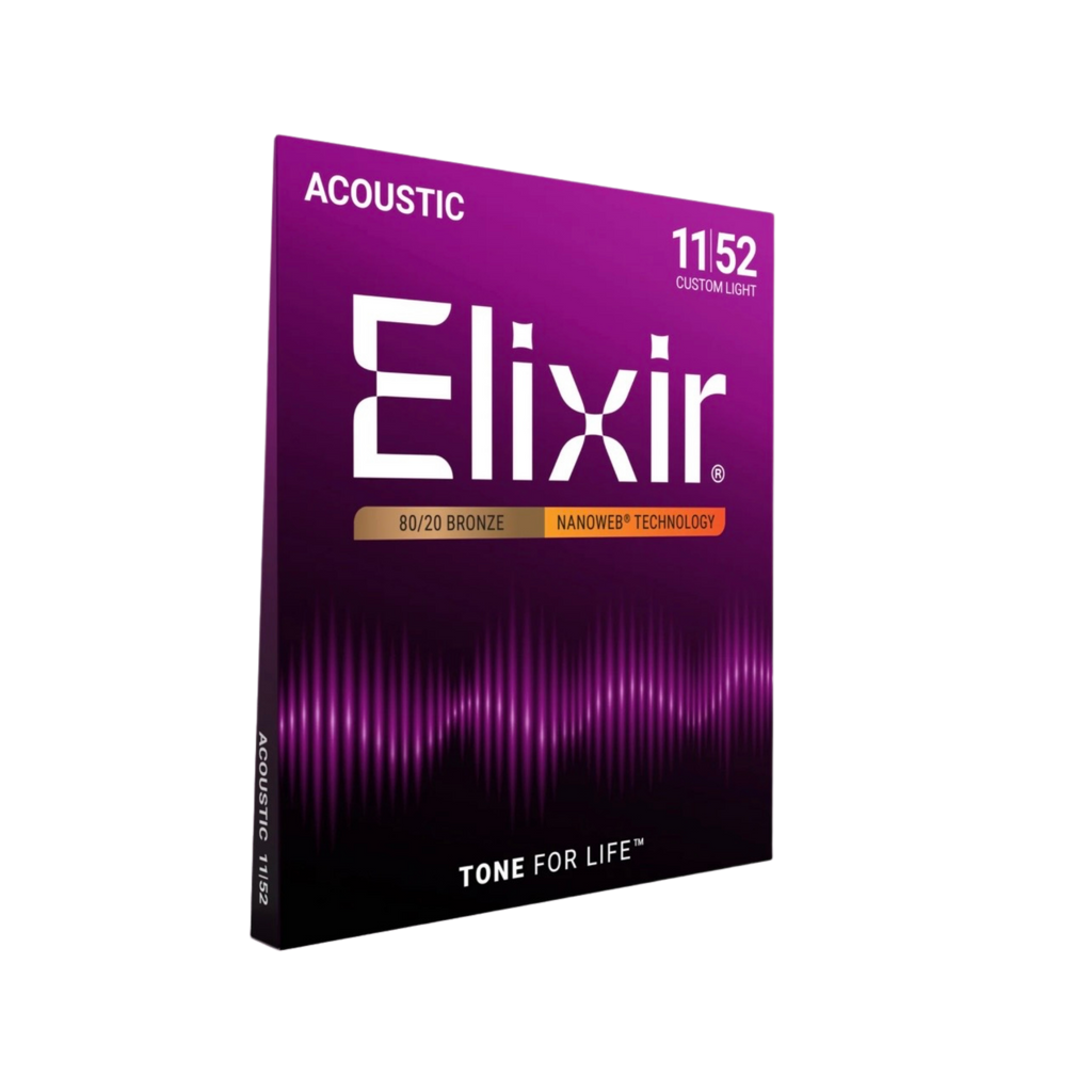 ELIXIR 11027 Nanoweb 80/20 Bronze Acoustic Guitar Strings 11-52