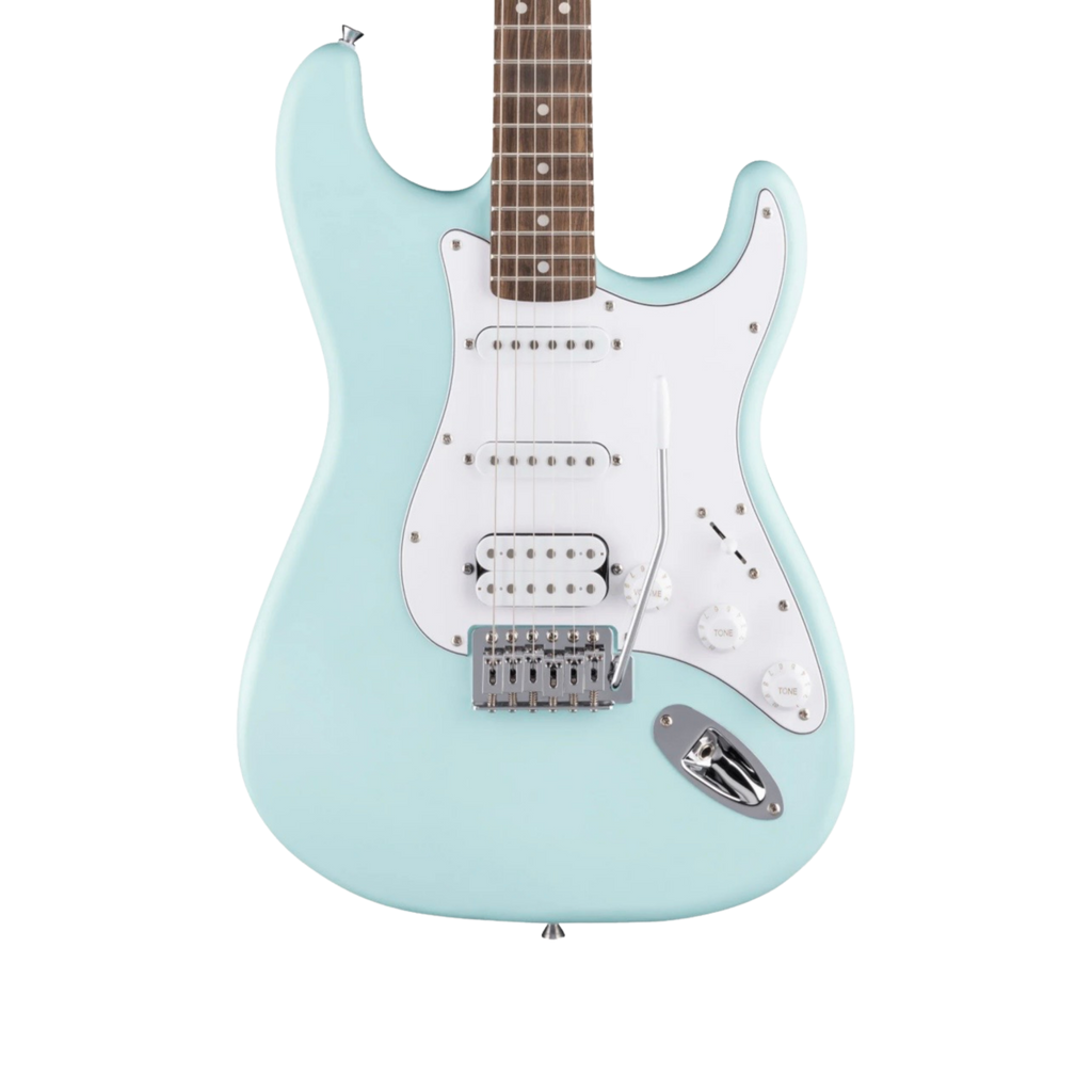 SQUIER Debut Series Stratocaster HSS Electric Guitar, Laurel FB, Daphne Blue