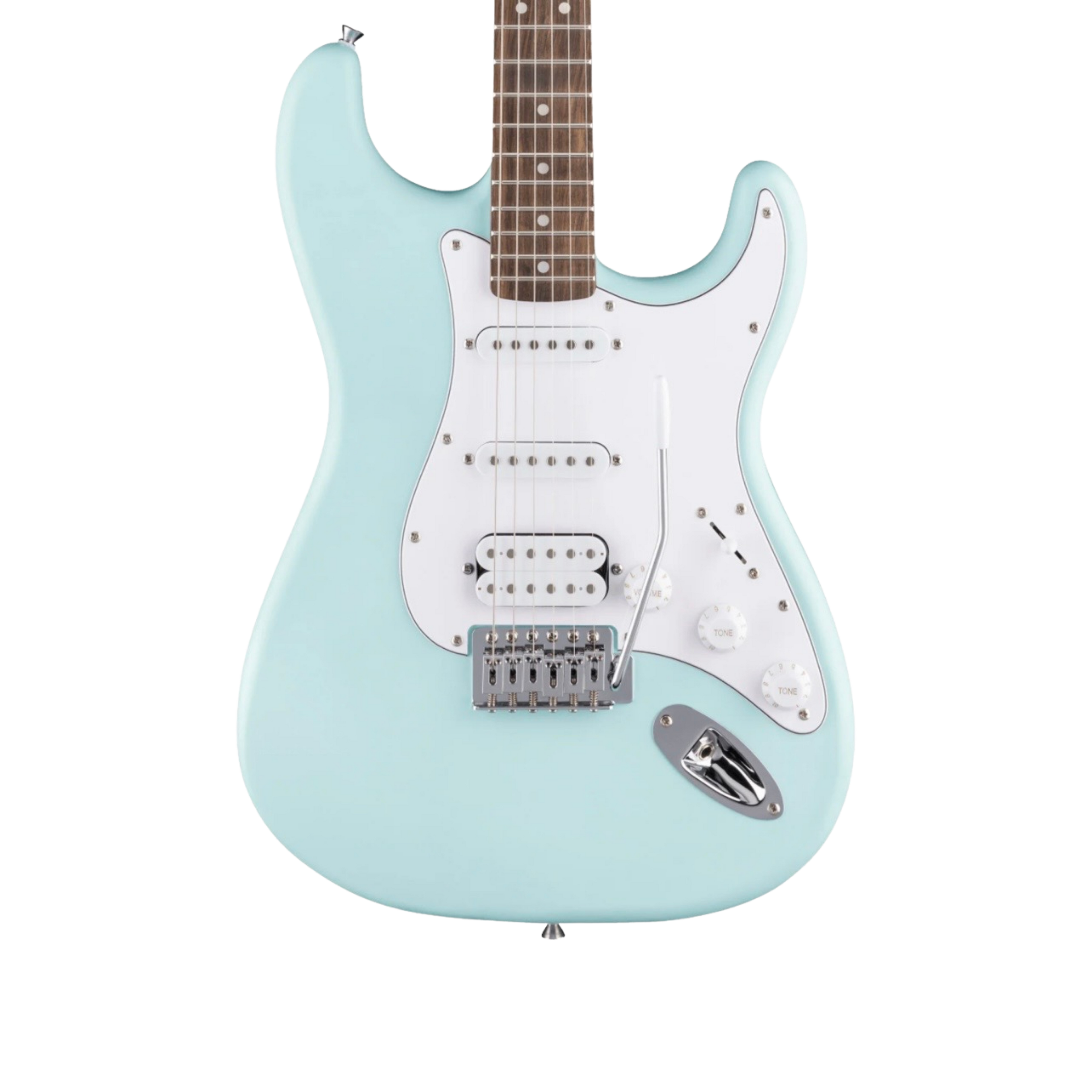 SQUIER Debut Series Stratocaster HSS Electric Guitar, Laurel FB, Daphne Blue