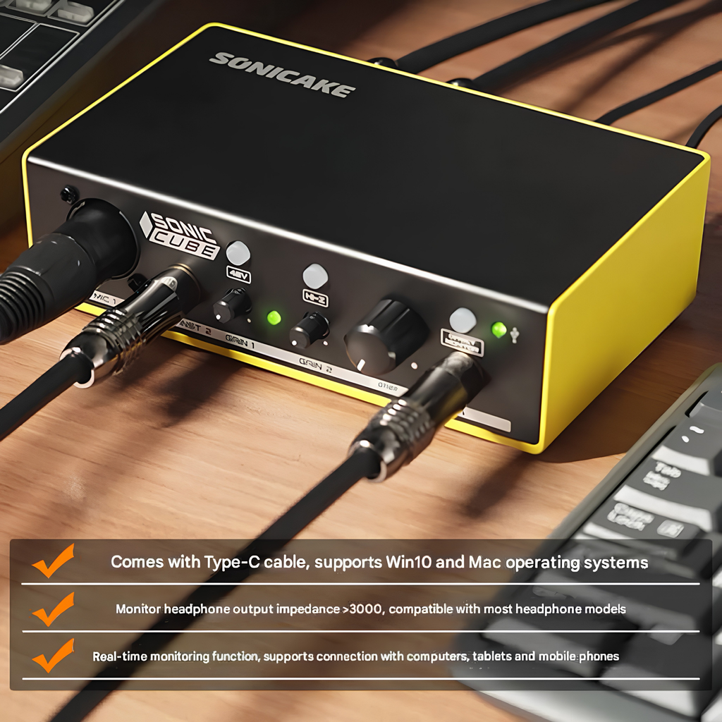 SONICAKE QAI 22 Sonic Cube Audio Interface Dual Channel Soundcard
