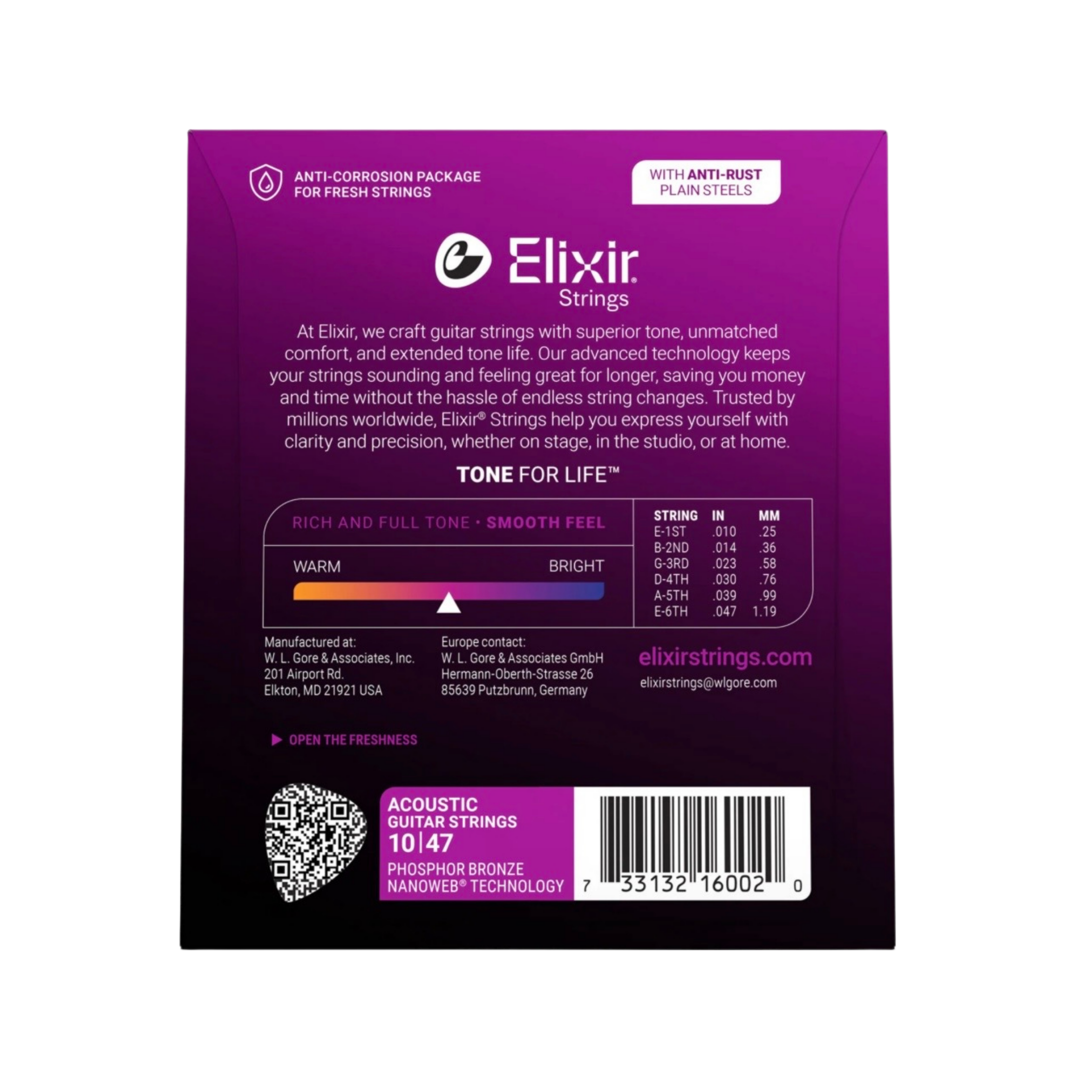 ELIXIR 16002 Nanoweb Phosphor Bronze Acoustic Guitar Strings, Extra Light, 10-47