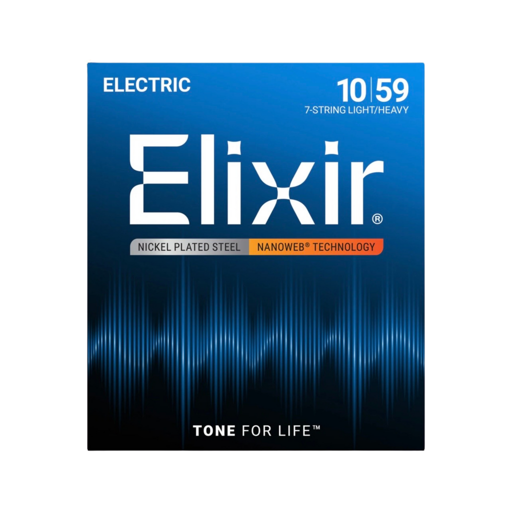 ELIXIR 12074 Nanoweb Light-Heavy 7-String Electric Guitar Strings, 10-59