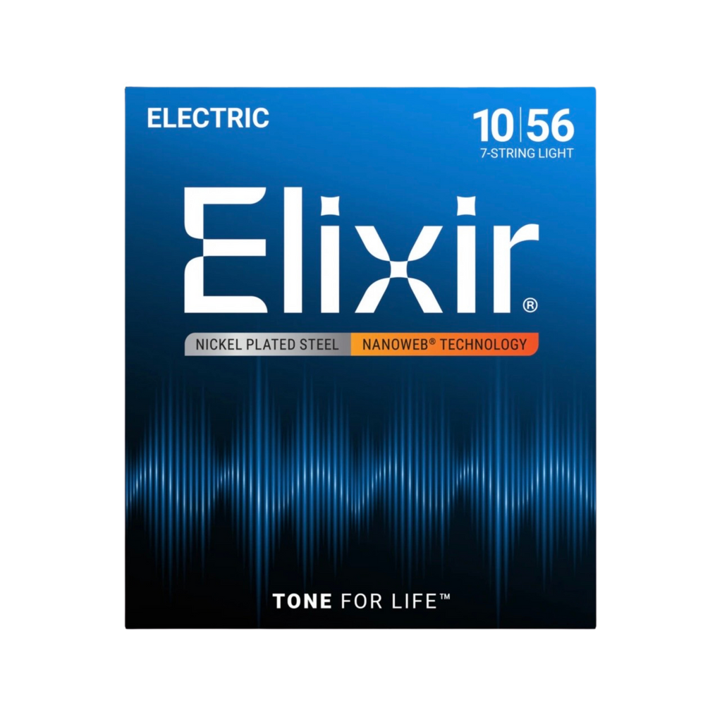 ELIXIR 12057 Nanoweb Light 7-String Electric Guitar Strings 10-56