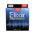 ELIXIR 16571 Optiweb Electric Guitar Strings, Super Light, 9-42, 3-Pack