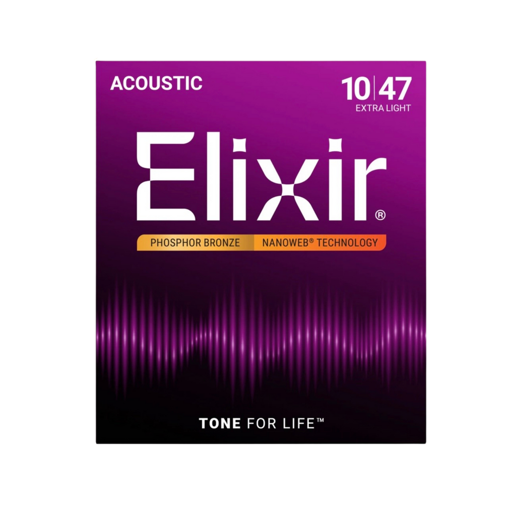 ELIXIR 16002 Nanoweb Phosphor Bronze Acoustic Guitar Strings, Extra Light, 10-47