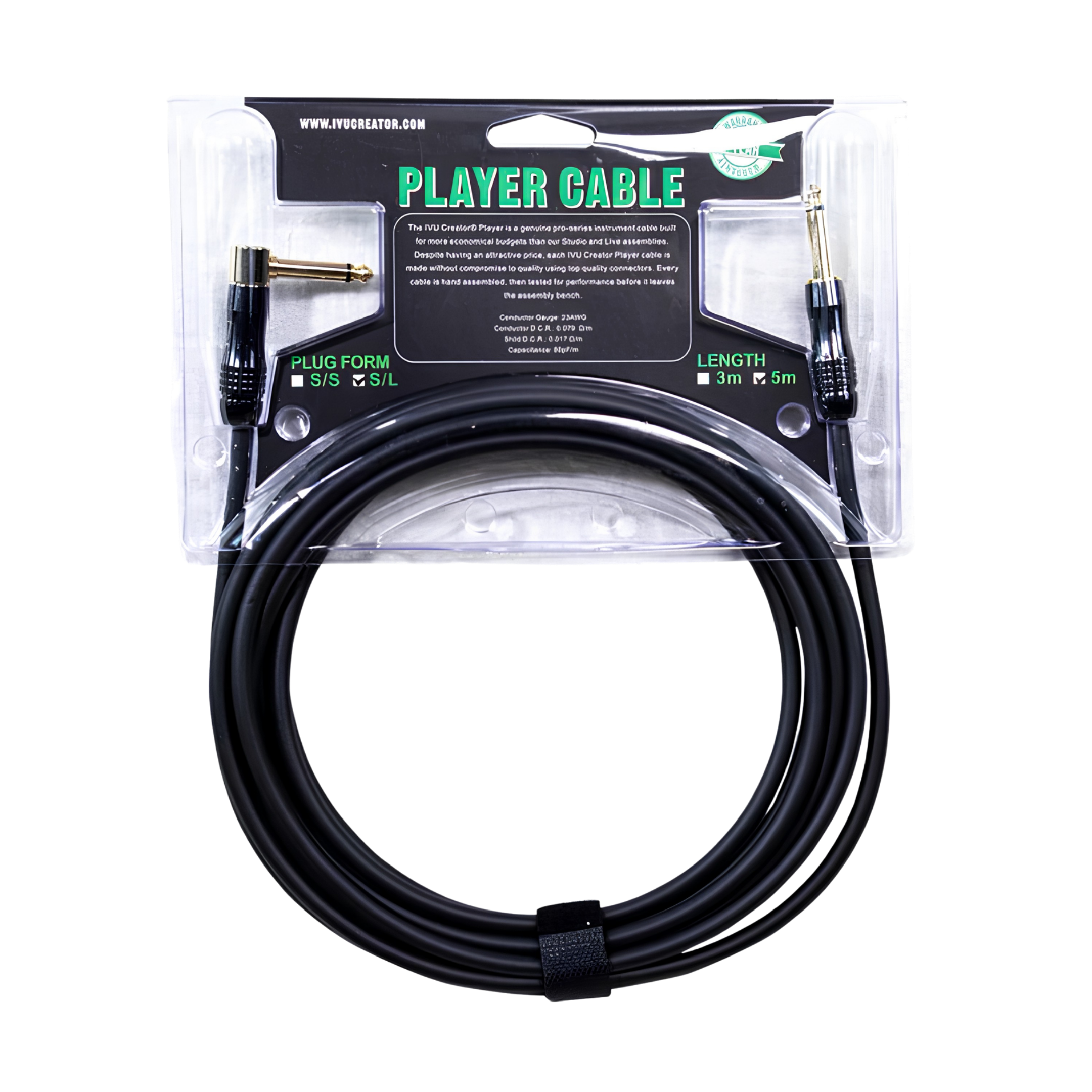 Kabel Instrumen Gitar IVU Creator Premium Profesional Pemain S/L 3 Meter 5 Meter