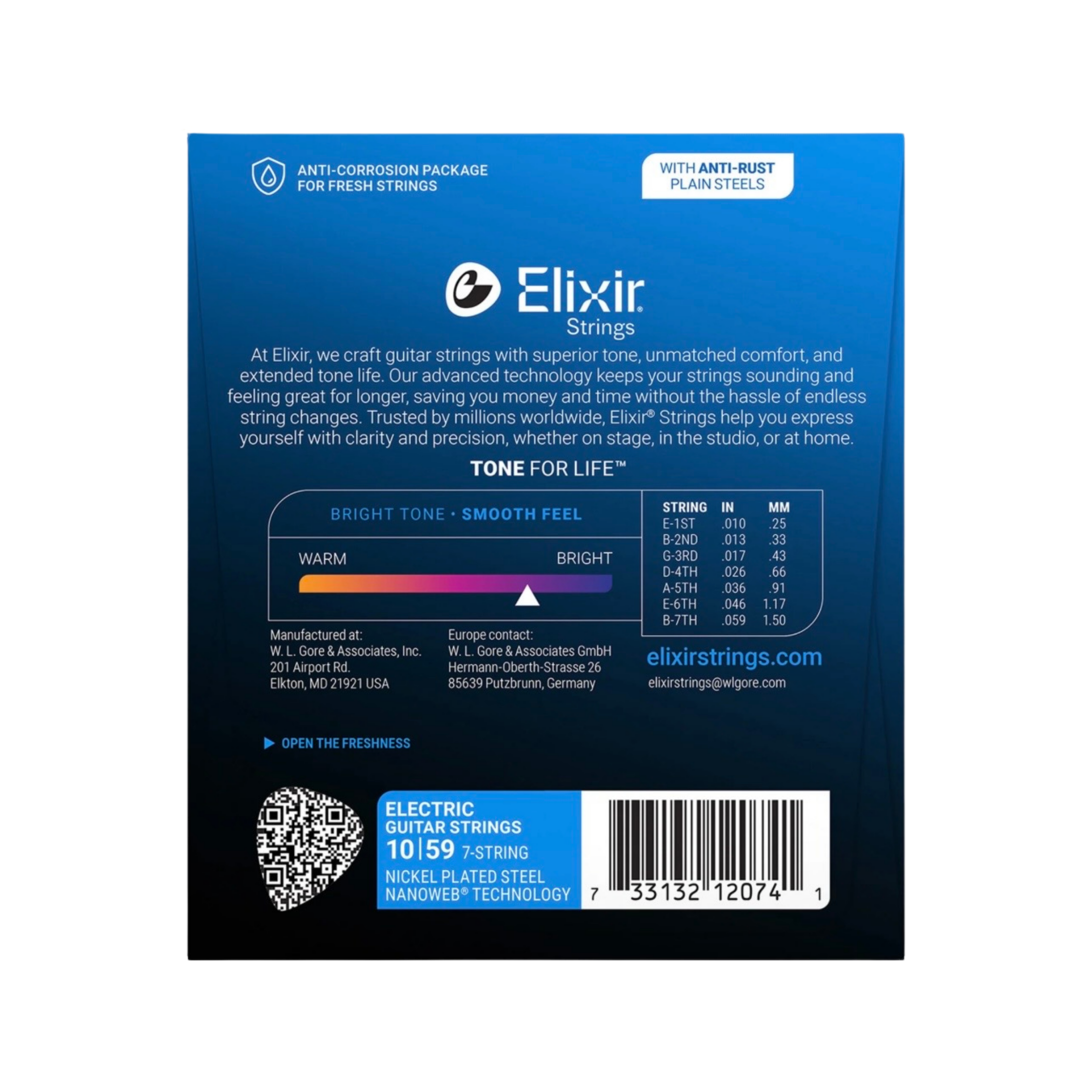 ELIXIR 12074 Nanoweb Light-Heavy 7-String Electric Guitar Strings, 10-59