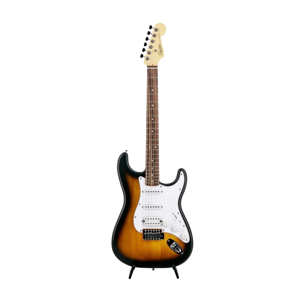 SQUIER Debut Series Stratocaster HSS Electric Guitar, Laurel FB, 2 Tone Sunburst