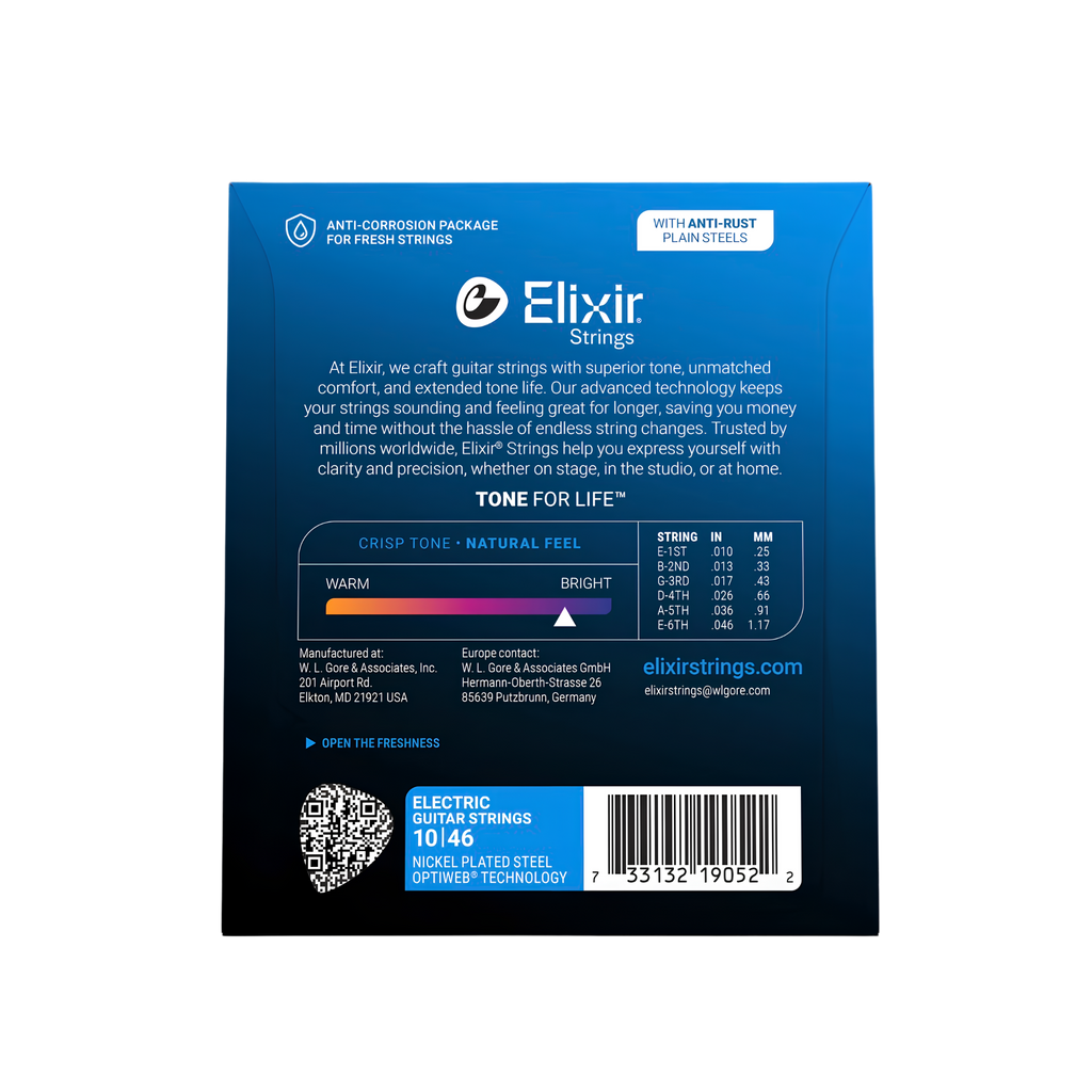 ELIXIR 19052 Optiweb Electric Guitar Strings, Light, 10-46