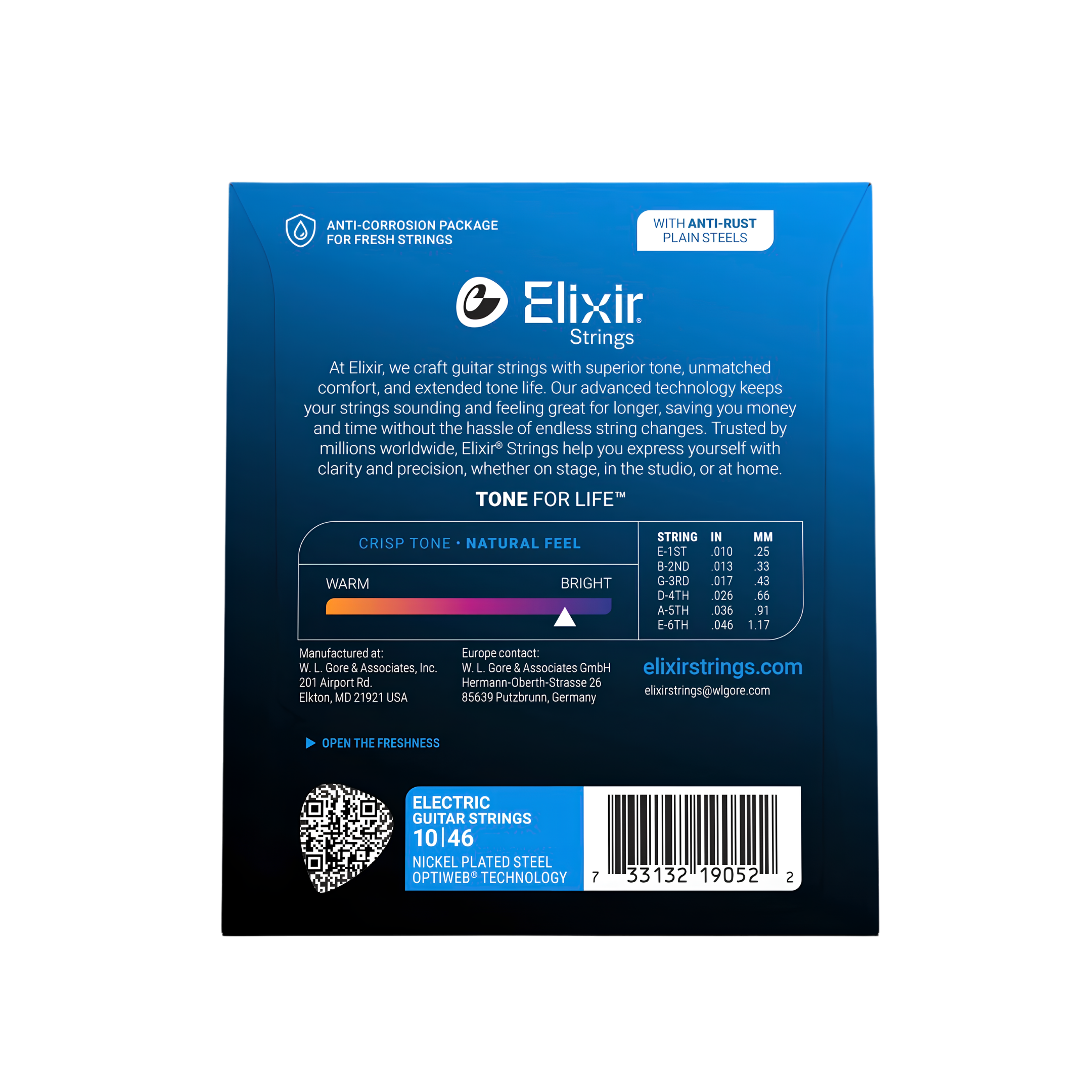 ELIXIR 19052 Optiweb Electric Guitar Strings, Light, 10-46