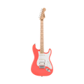 SQUIER Sonic Stratocaster HSS Electric Guitar w/White Pickguard, Maple FB, Tahitian Coral