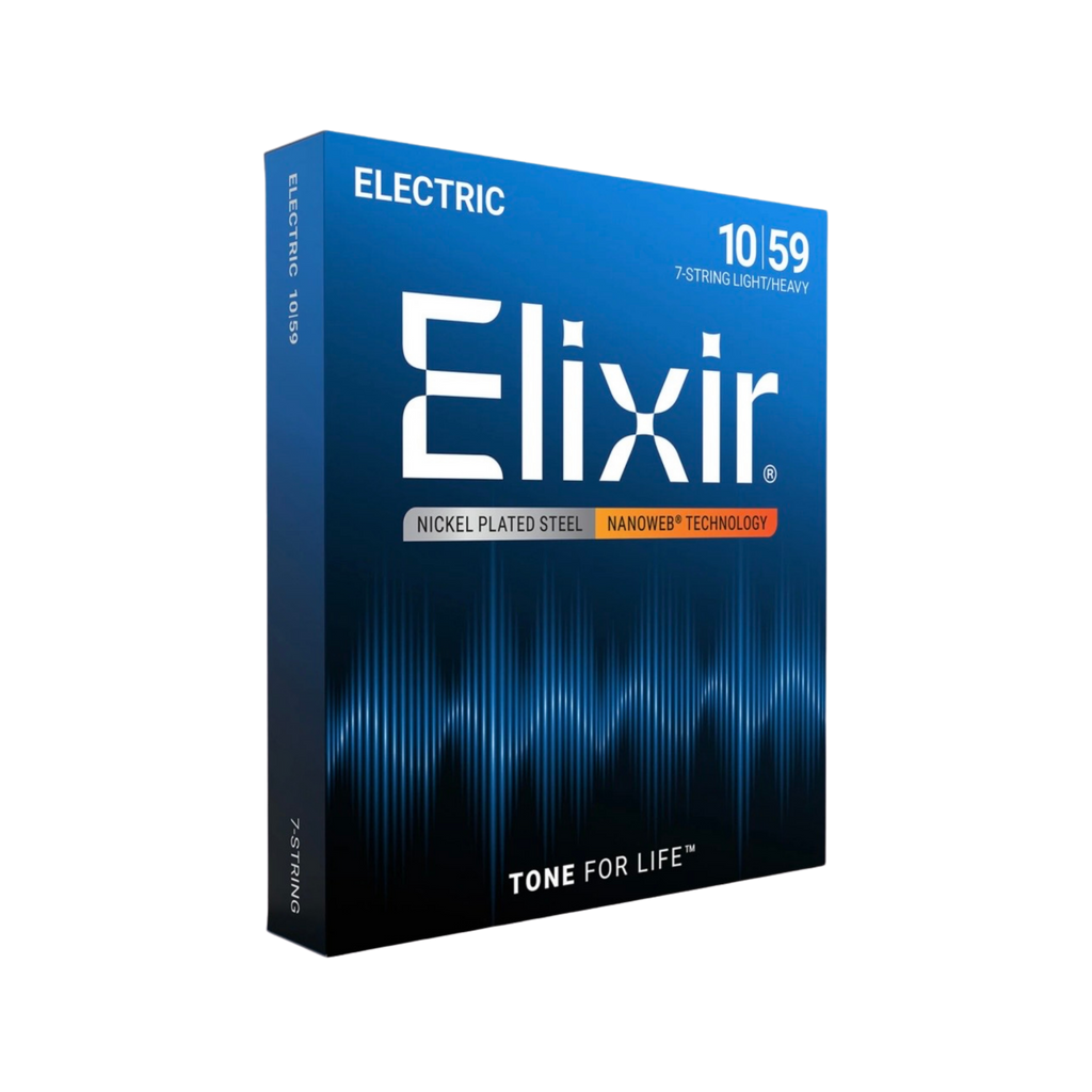 ELIXIR 12074 Nanoweb Light-Heavy 7-String Electric Guitar Strings, 10-59