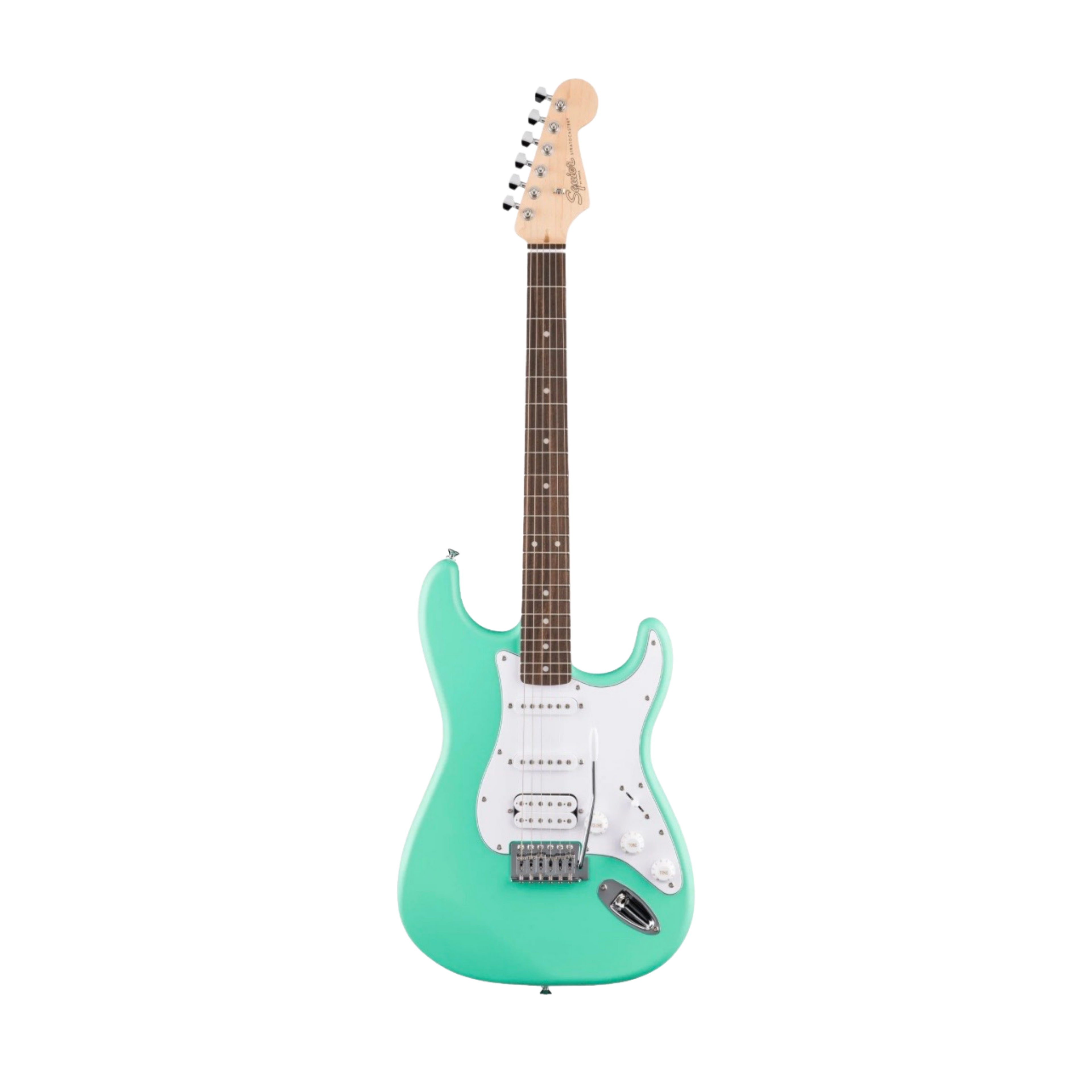 SQUIER Debut Series Stratocaster HSS Electric Guitar, Laurel FB, Sea Foam Green