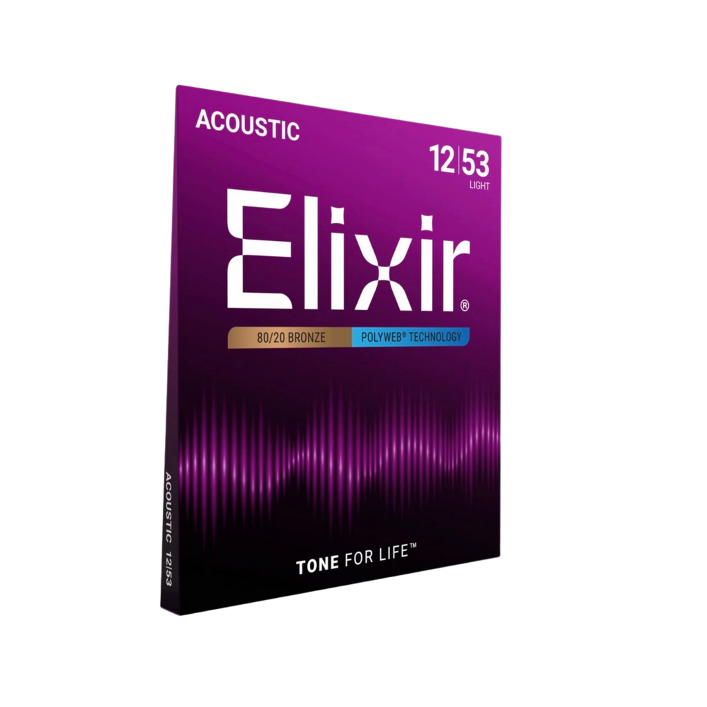 ELIXIR 11050 Polyweb 80/20 Bronze Acoustic Guitar Strings, Light, 12-53