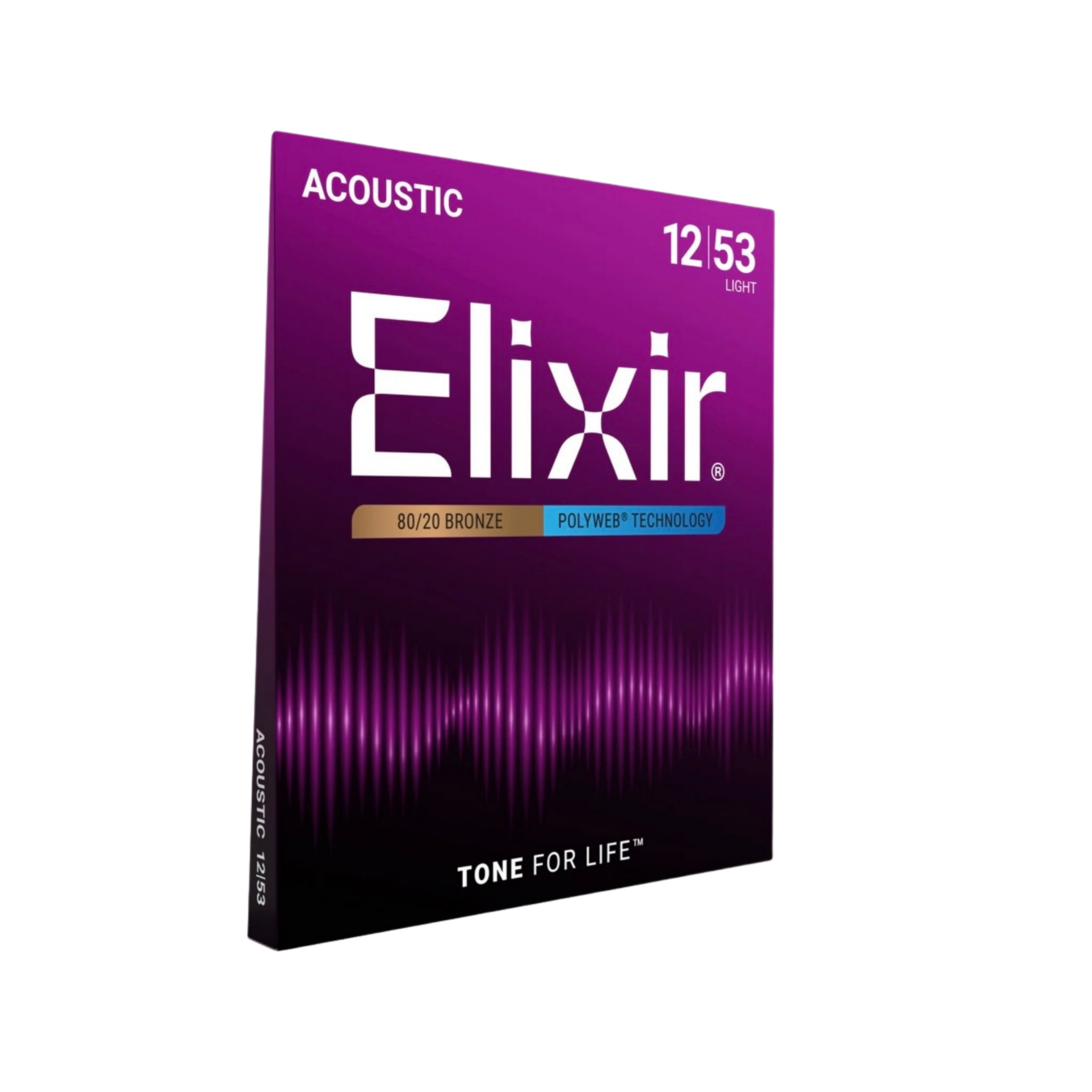 ELIXIR 11050 Polyweb 80/20 Bronze Acoustic Guitar Strings, Light, 12-53