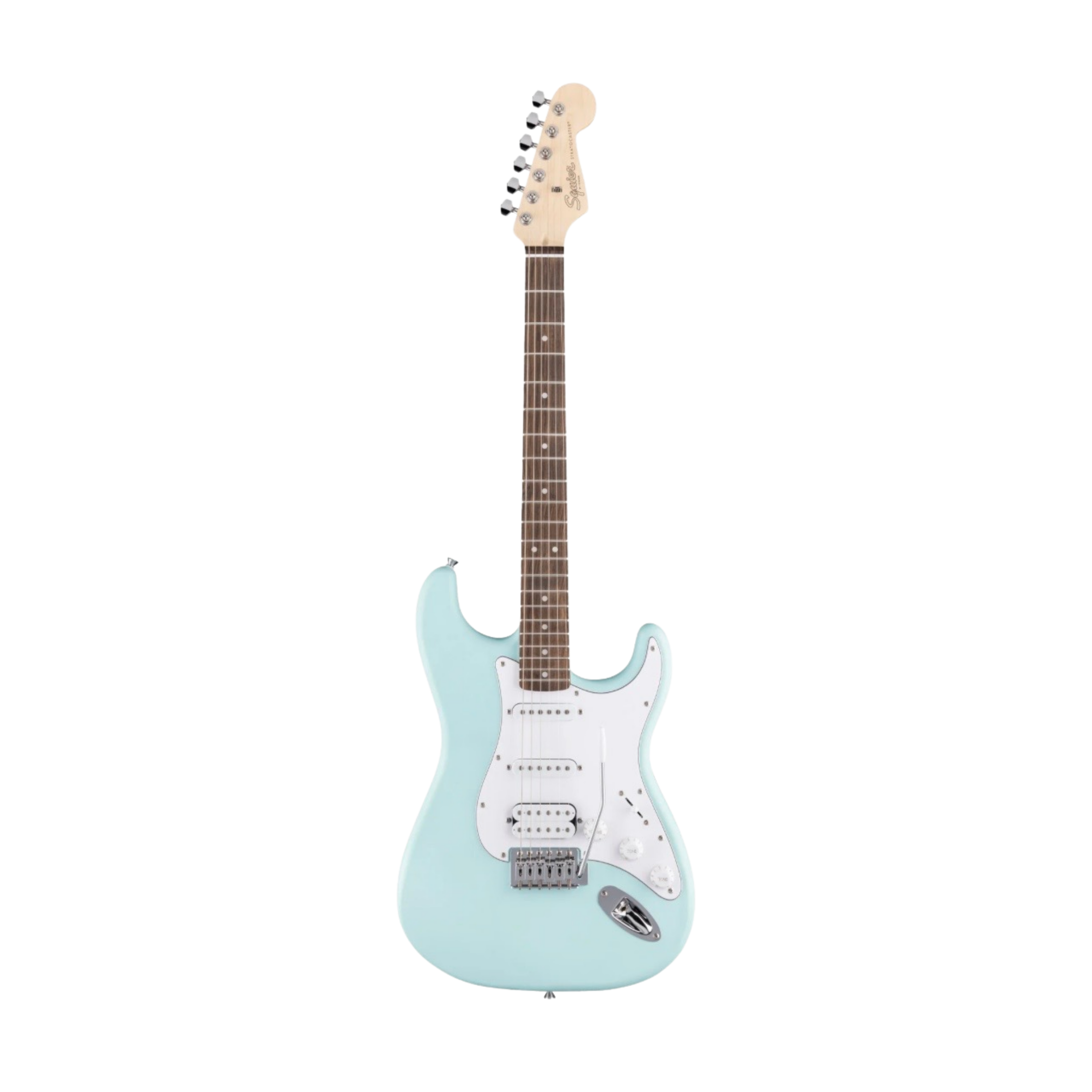 SQUIER Debut Series Stratocaster HSS Electric Guitar, Laurel FB, Daphne Blue