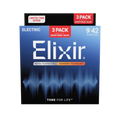 ELIXIR 16566 Nanoweb Electric Guitar Strings, Super Light, 9-42, 3-Pack